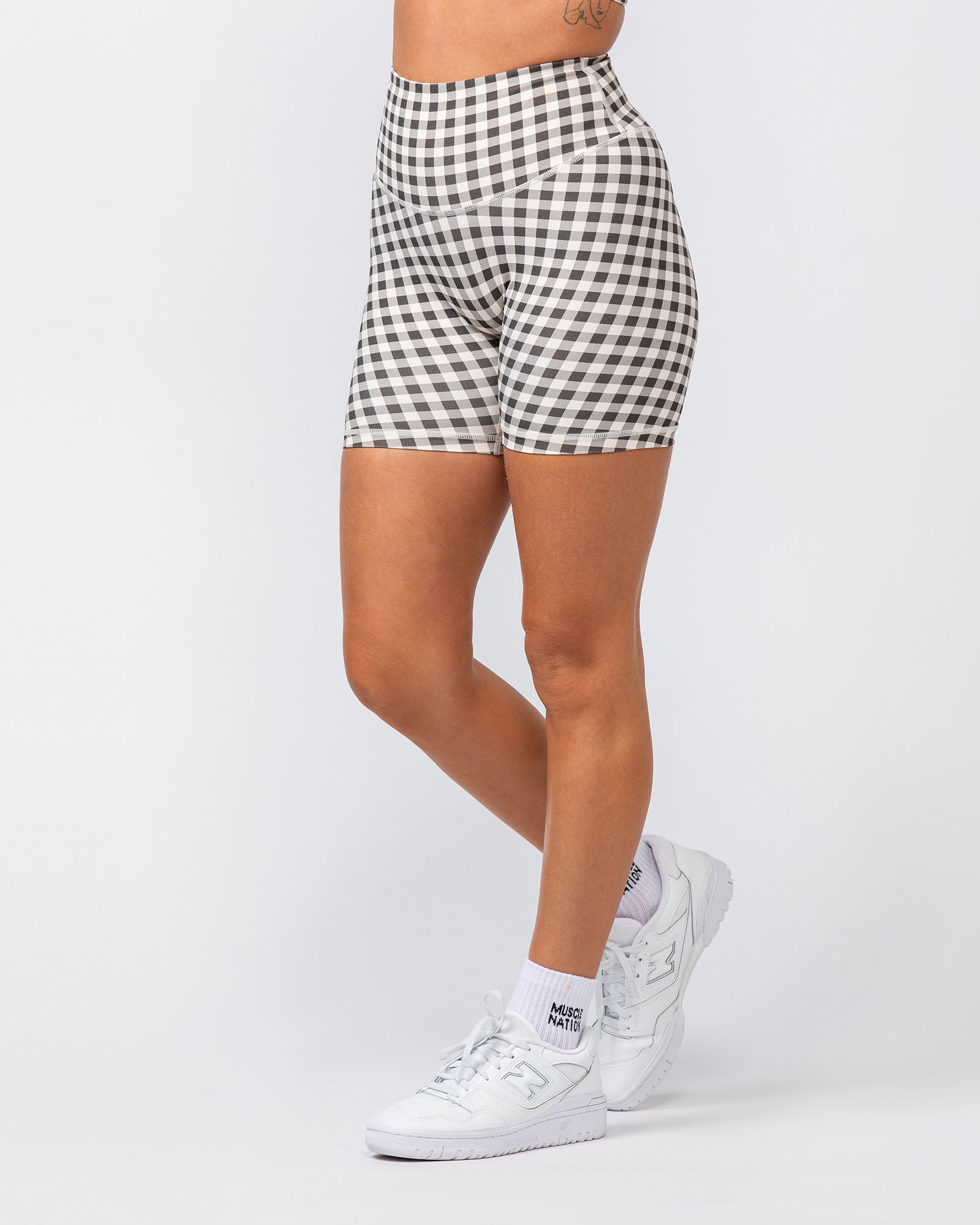 Ultra Aura Bike Shorts - Deep Brown Gingham Print