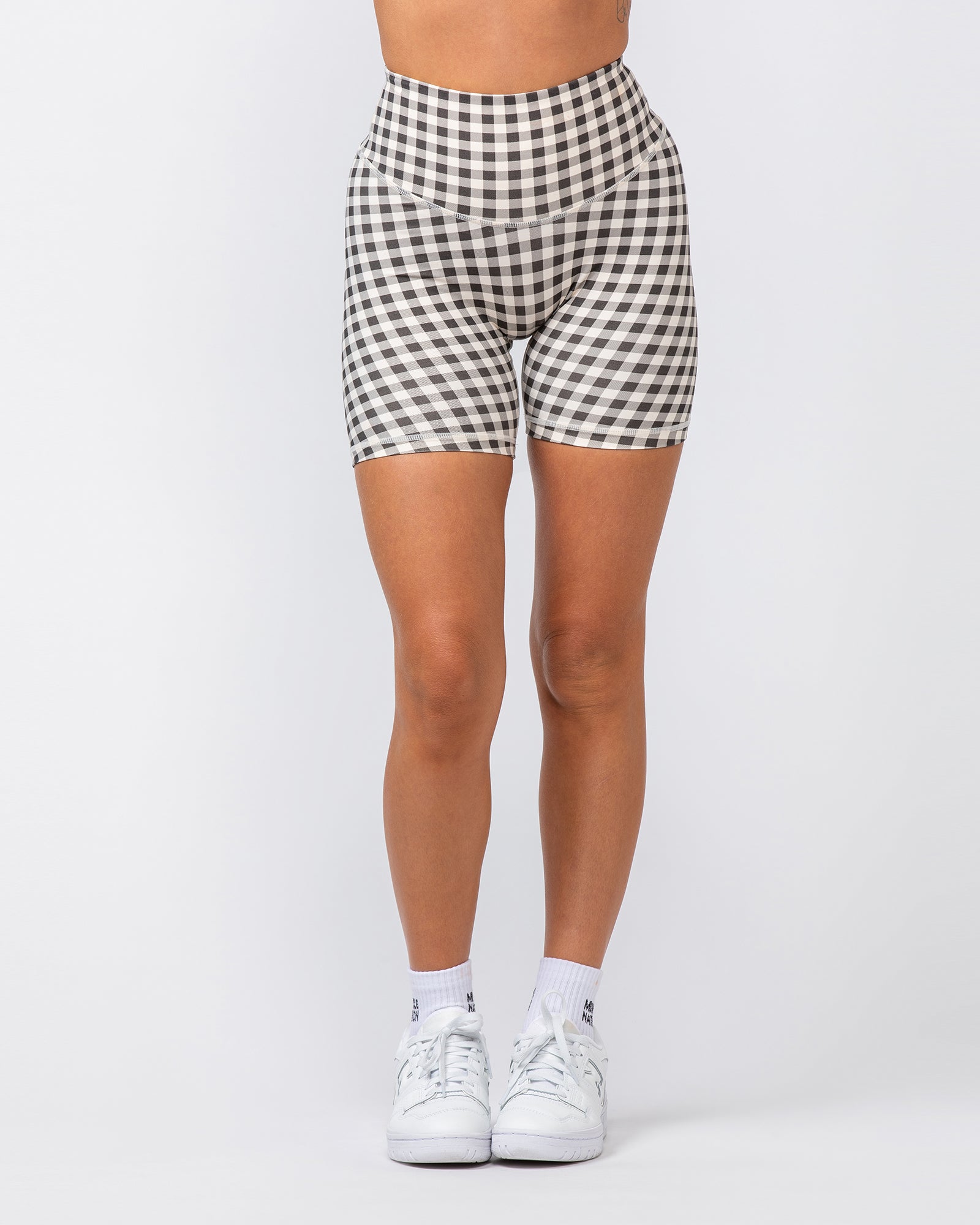 Ultra Aura Bike Shorts - Deep Brown Gingham Print