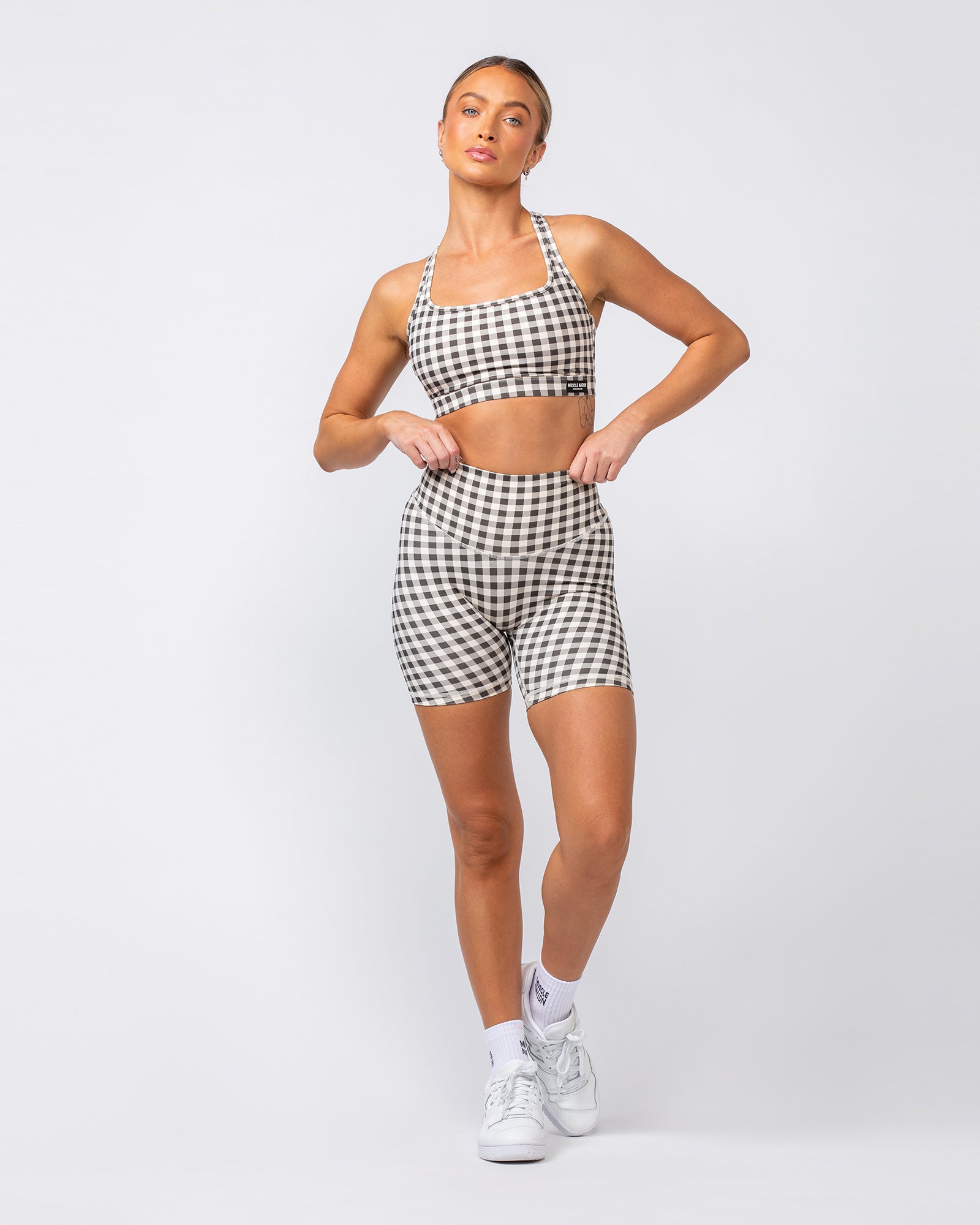 Ultra Aura Bike Shorts - Deep Brown Gingham Print