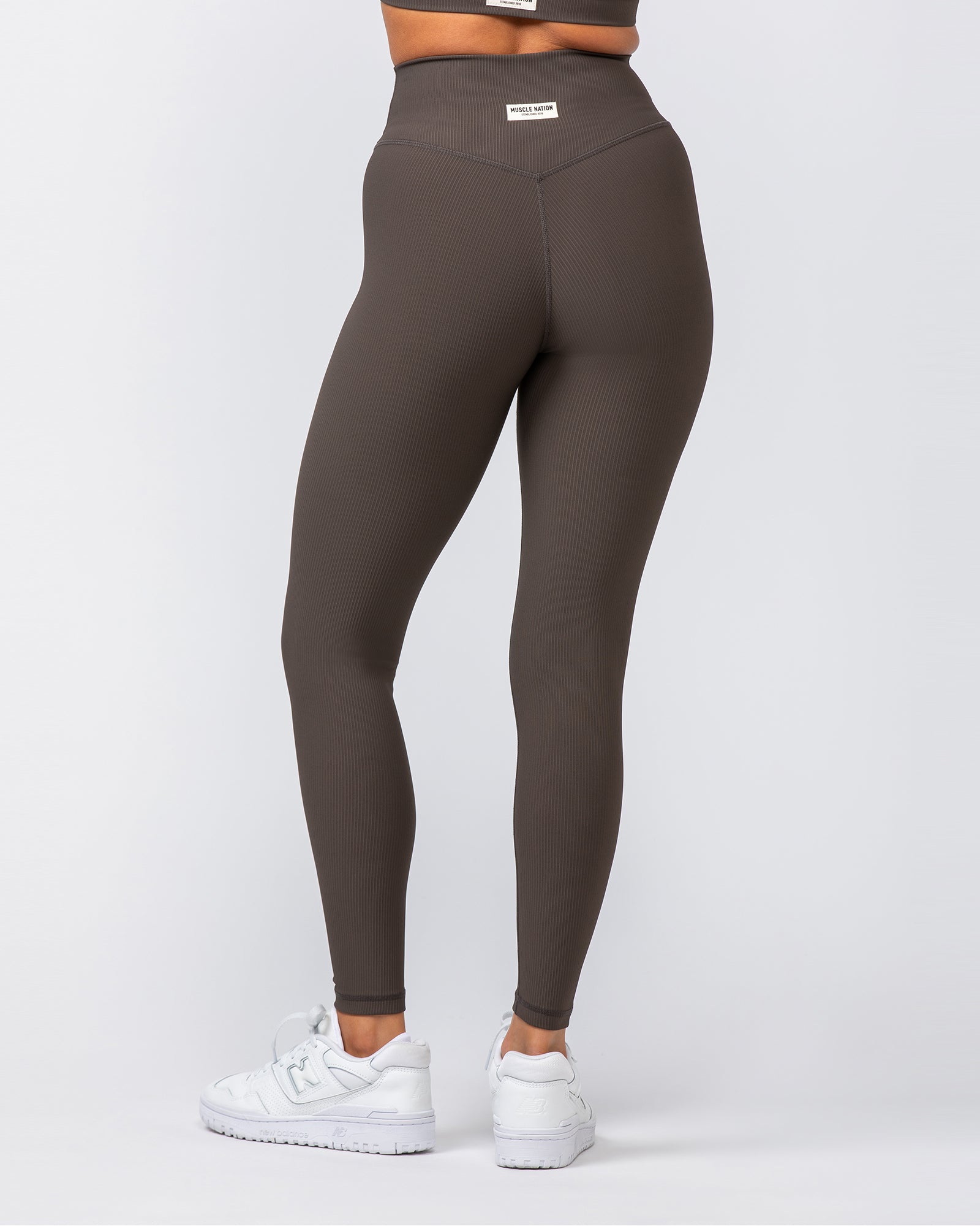 Zero Rise Rib Ankle Length Leggings - Deep Brown