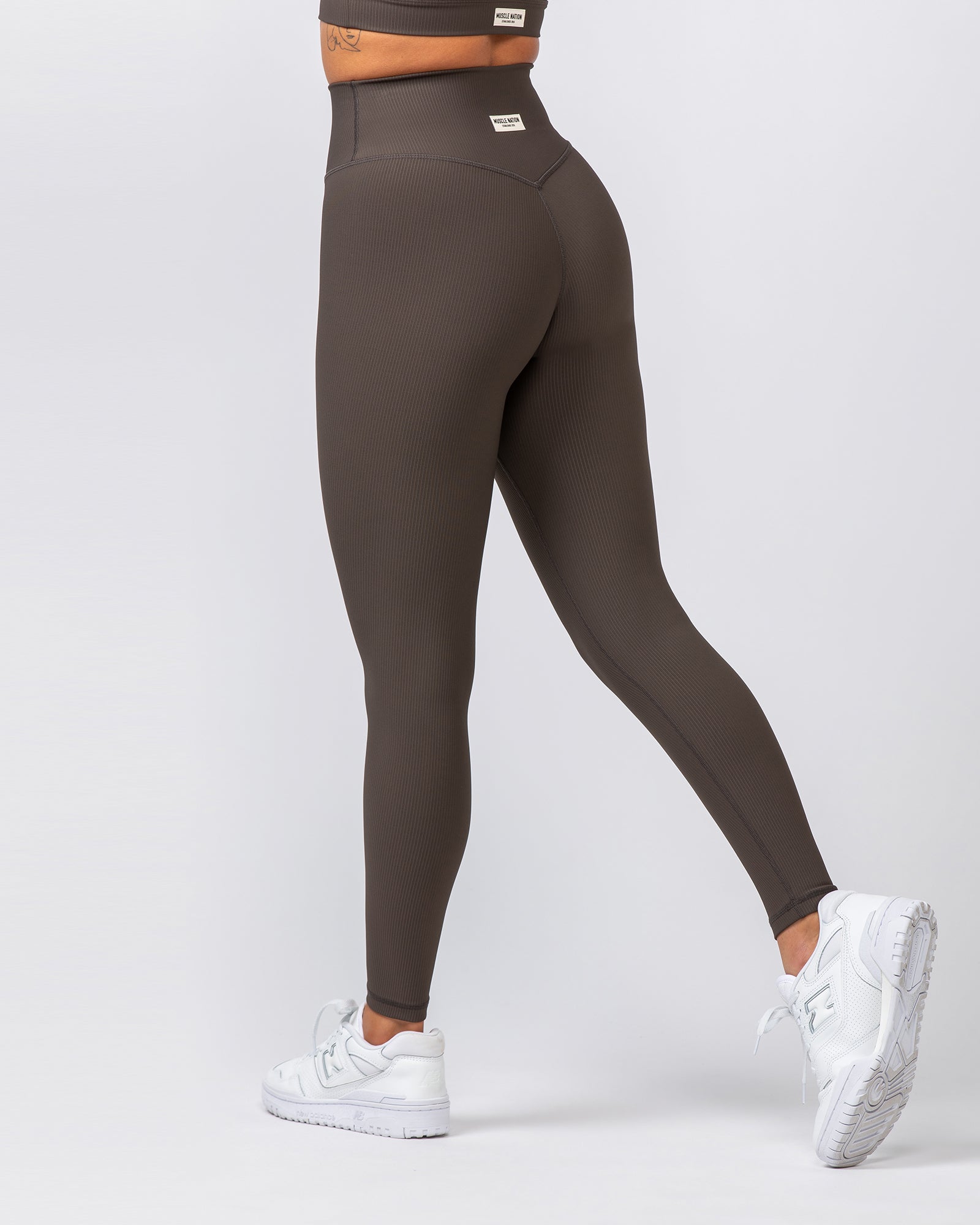 Zero Rise Rib Ankle Length Leggings - Deep Brown