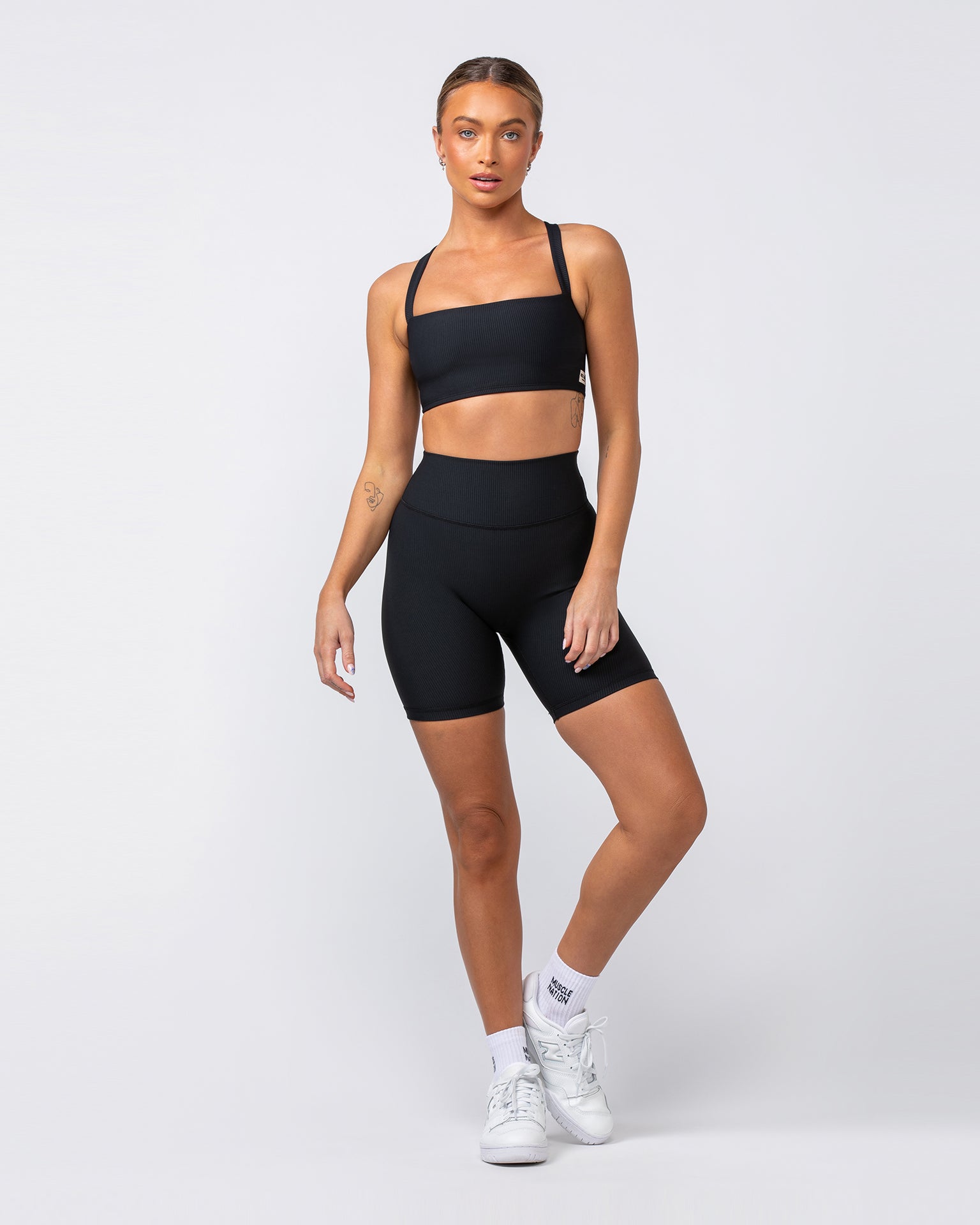 Twist Rib Bra - Black-Sports Bras-XS-042303BLK-XS-MNAPPRL23273-5-Muscle Nation