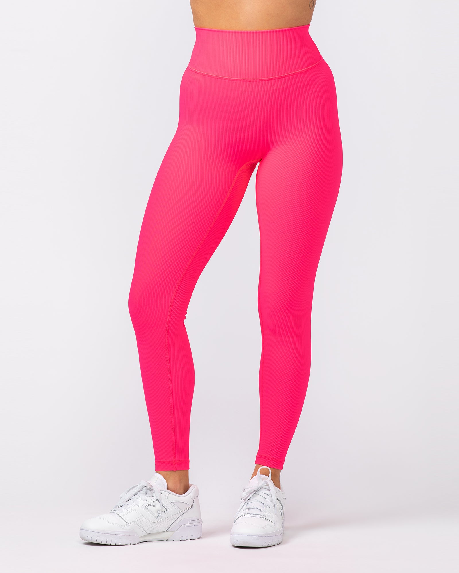 Zero Rise Rib Ankle Length Leggings - Neon Pink