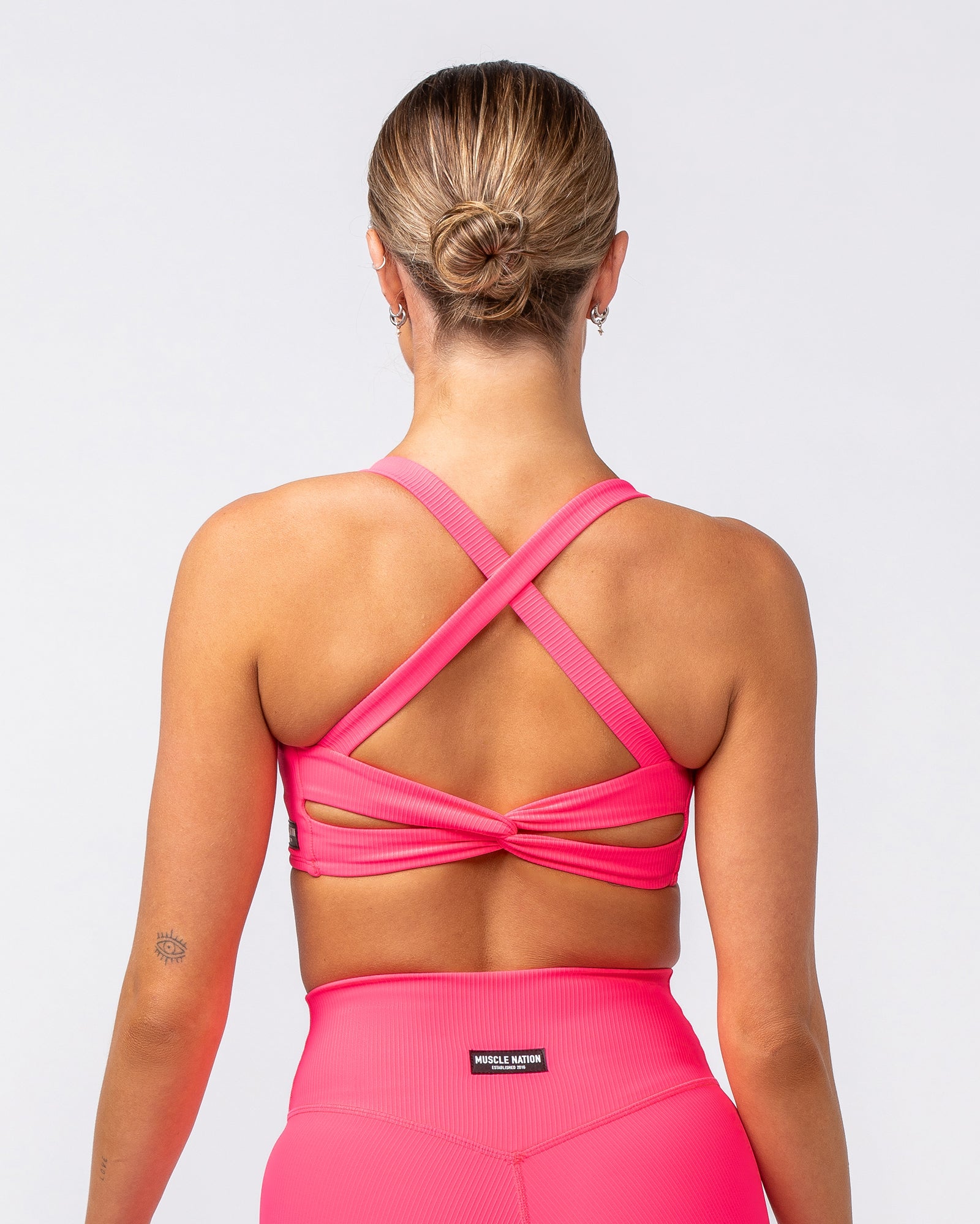 Twist Rib Bra - Neon Pink