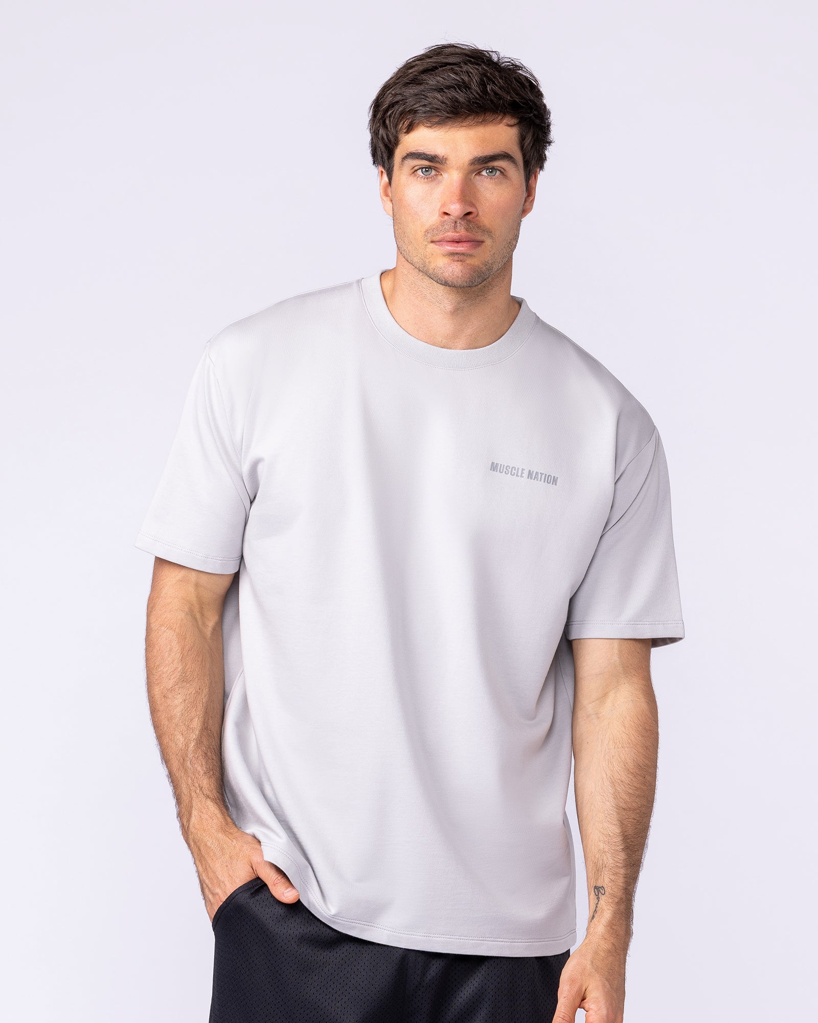 Essential Regular Fit Tee - Quiet Grey-T-Shirts-S-1125184QUTGRY-S-MNAPPRL47376-1-Muscle Nation