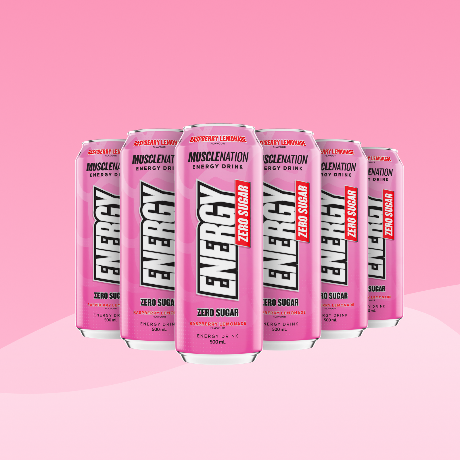 MN ENERGY DRINK Zero Sugar - Raspberry Lemonade 500ml (12 Pack)-Energy Drinks-MNSUPPS0274-19359054000800-1-Muscle Nation