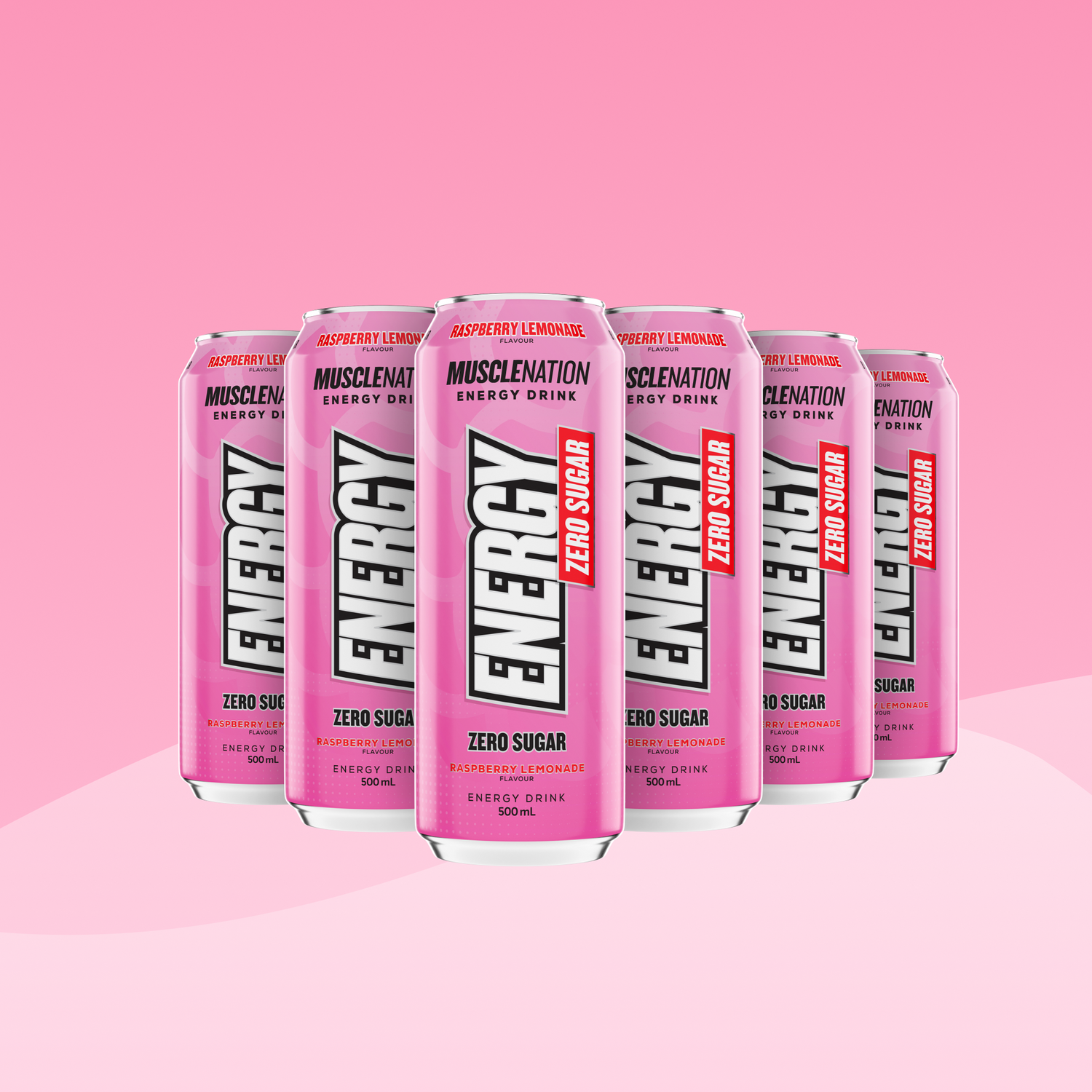 MN ENERGY DRINK Zero Sugar Raspberry Lemonade 500ml (12 Pack) - Muscle Nation energy drink