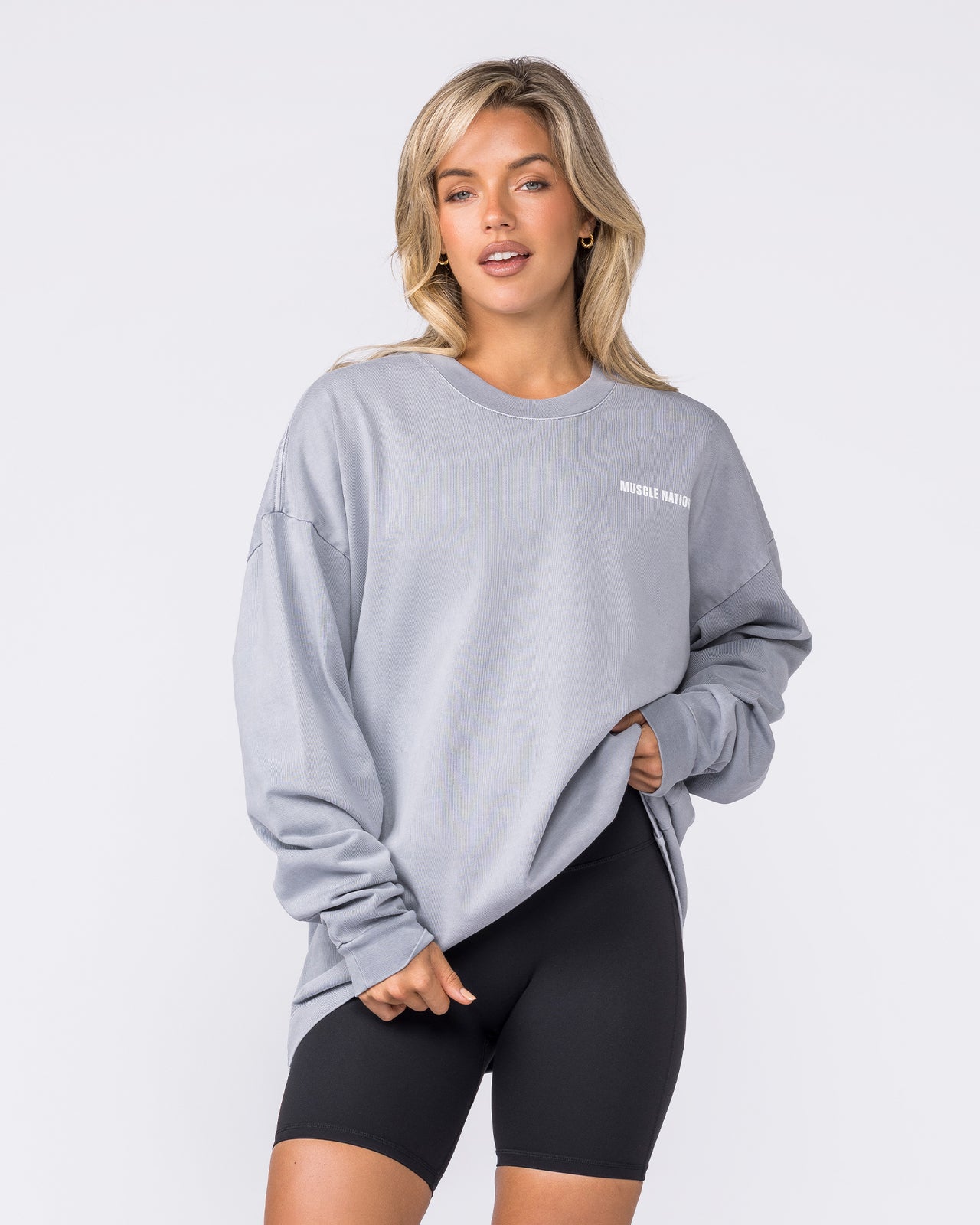 Essential Oversized Long Sleeve Vintage Tee - Washed Cement-Long Sleeve T-Shirts-XS-032640WCMT-XS-MNAPPRL49661-6-Muscle Nation