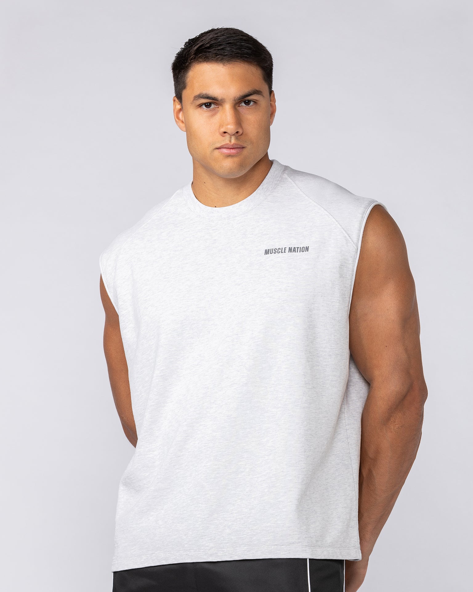 Essential Boxy Muscle Tank - Snow Grey Marl-Singlets & Tanks-S-092524SNGRYMR-S-MNAPPRL44337-3-Muscle Nation