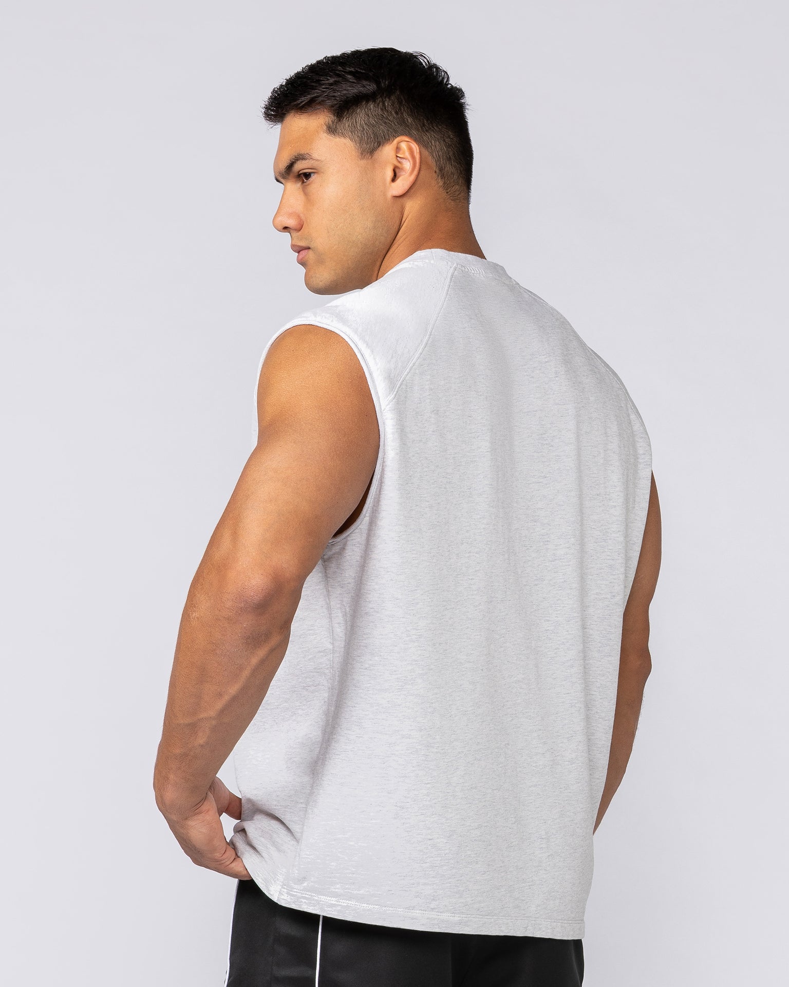 Essential Boxy Muscle Tank - Snow Grey Marl-Singlets & Tanks-S-092524SNGRYMR-S-MNAPPRL44337-4-Muscle Nation