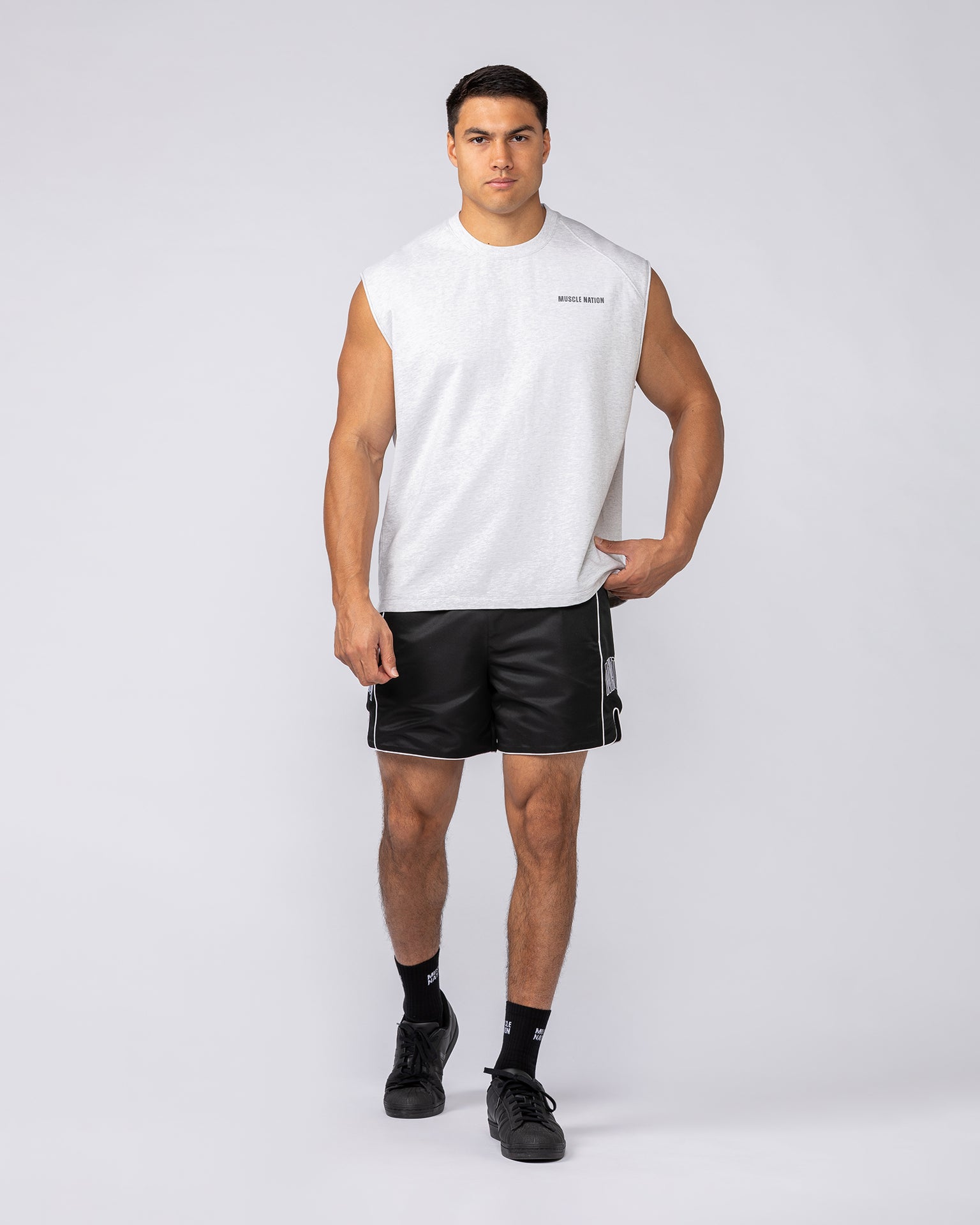Essential Boxy Muscle Tank - Snow Grey Marl-Singlets & Tanks-S-092524SNGRYMR-S-MNAPPRL44337-6-Muscle Nation