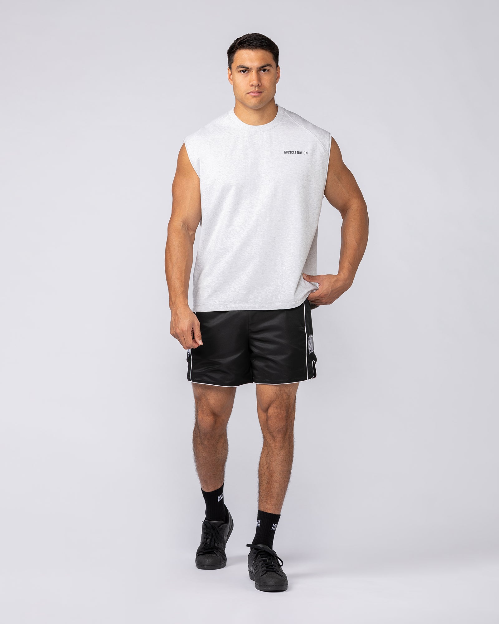 Essential Boxy Muscle Tank - Snow Grey Marl-Singlets & Tanks-S-092524SNGRYMR-S-MNAPPRL44337-6-Muscle Nation