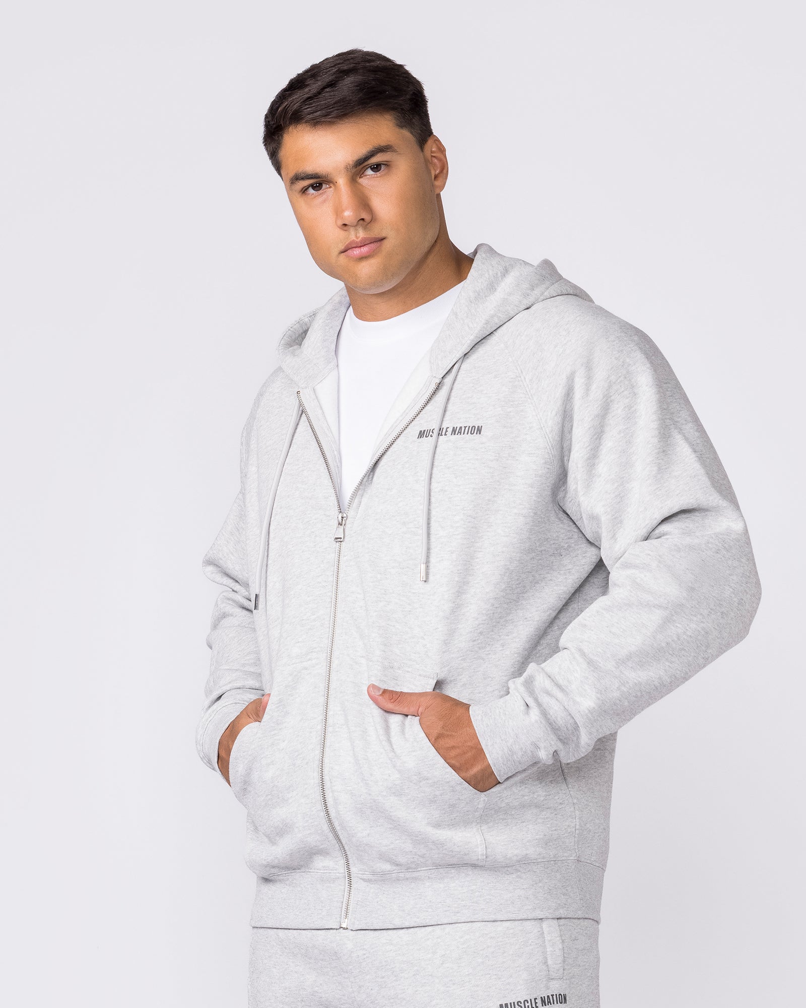 Essential Zip Hoodie - Grey Marl-Jumpers & Hoodies-XS-042632GRYMRL-XS-MNAPPRL50317-3-Muscle Nation
