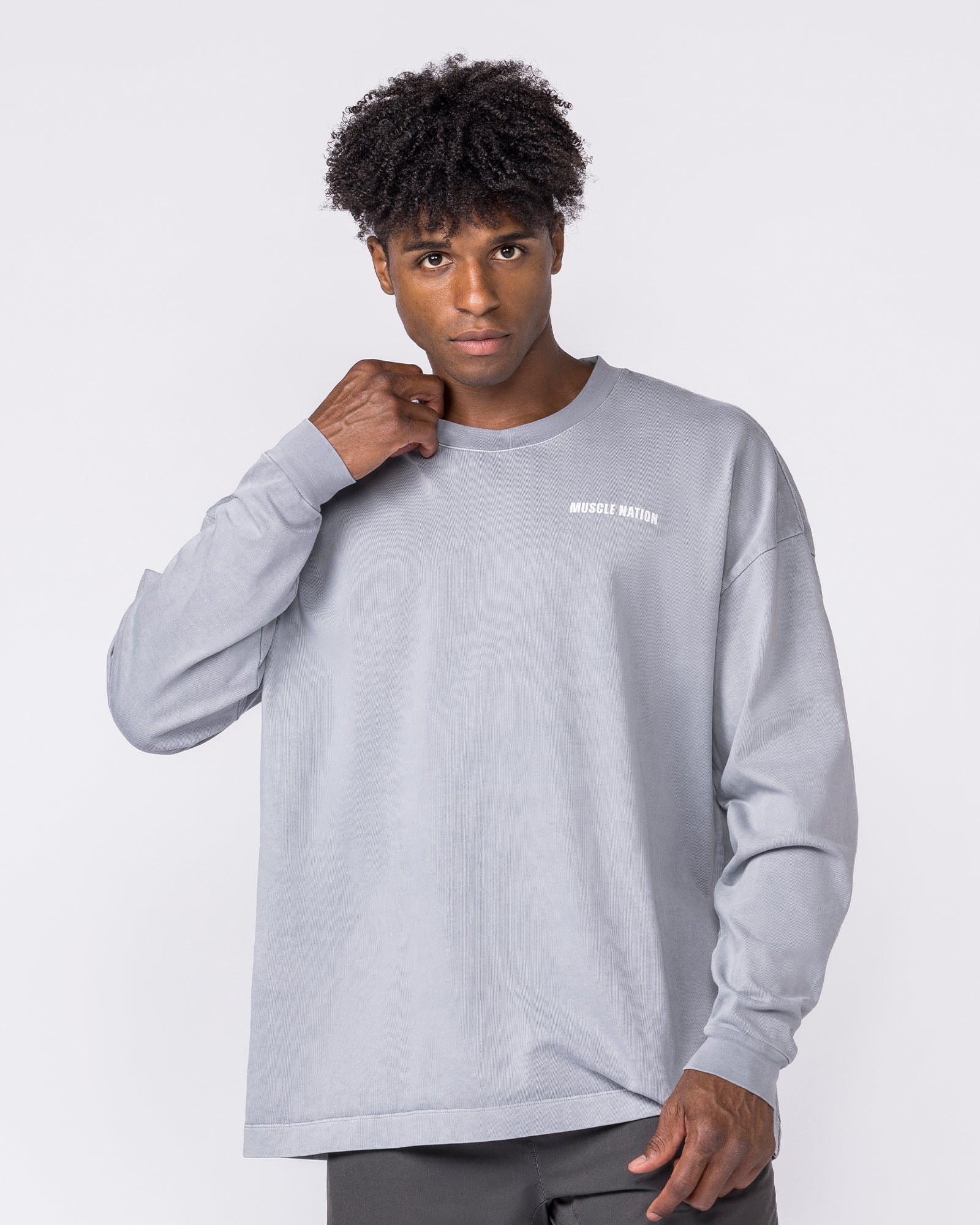 Essential Oversized Long Sleeve Vintage Tee - Washed Cement-Long Sleeve T-Shirts-XS-032640WCMT-XS-MNAPPRL49661-1-Muscle Nation