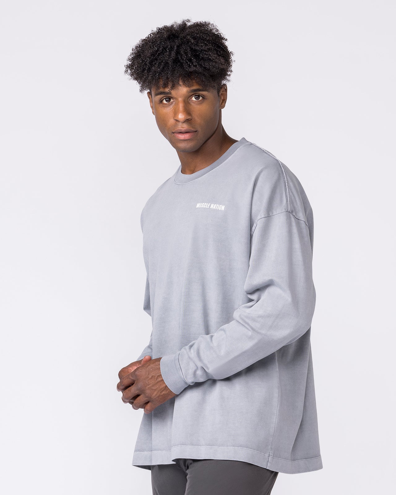 Essential Oversized Long Sleeve Vintage Tee - Washed Cement-Long Sleeve T-Shirts-XS-032640WCMT-XS-MNAPPRL49661-3-Muscle Nation