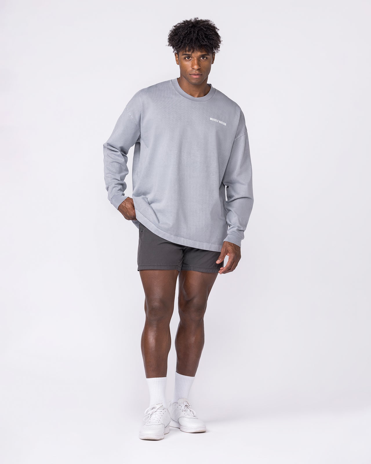 Essential Oversized Long Sleeve Vintage Tee - Washed Cement-Long Sleeve T-Shirts-XS-032640WCMT-XS-MNAPPRL49661-5-Muscle Nation