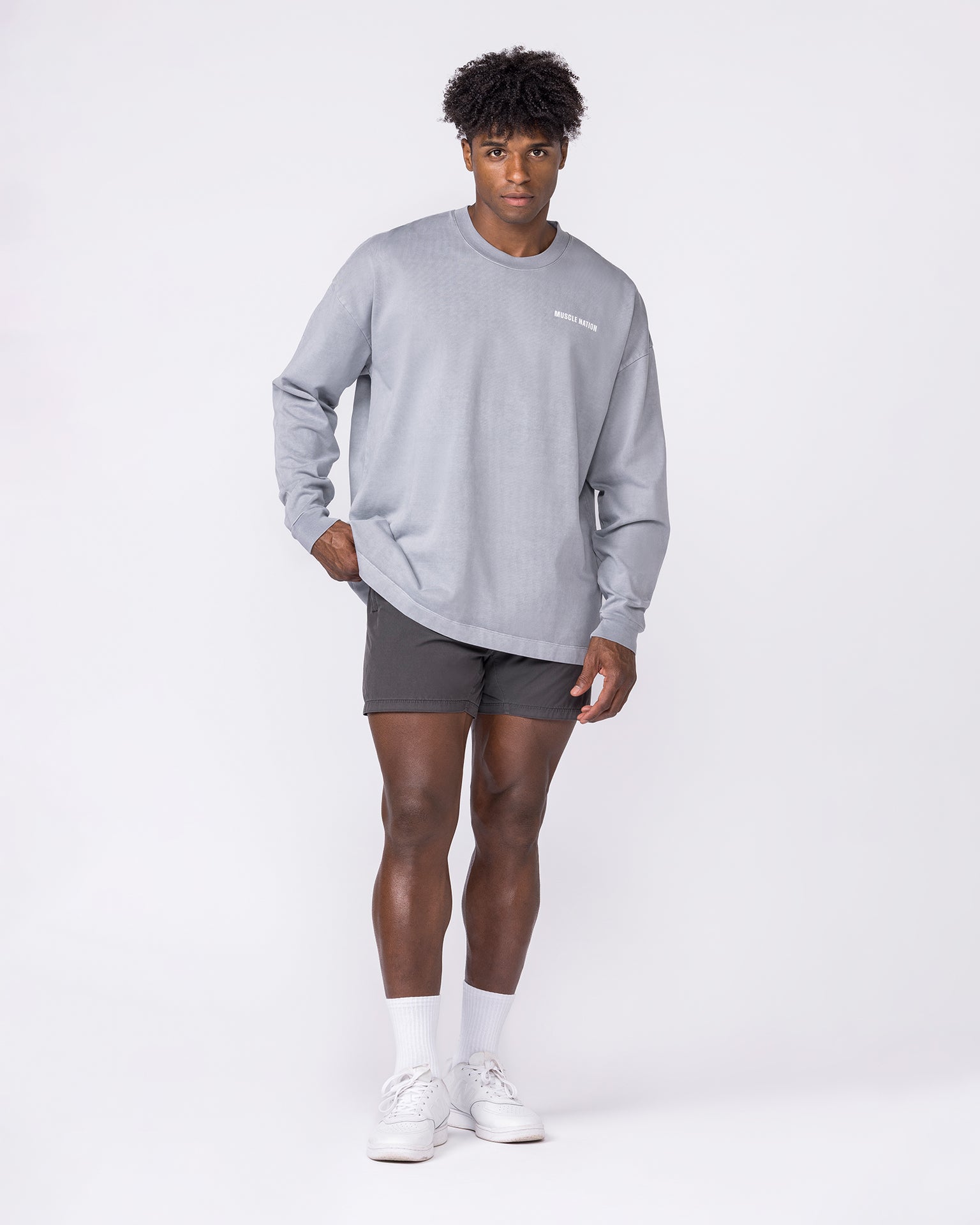 Essential Oversized Long Sleeve Vintage Tee - Washed Cement-Long Sleeve T-Shirts-XS-032640WCMT-XS-MNAPPRL49661-5-Muscle Nation
