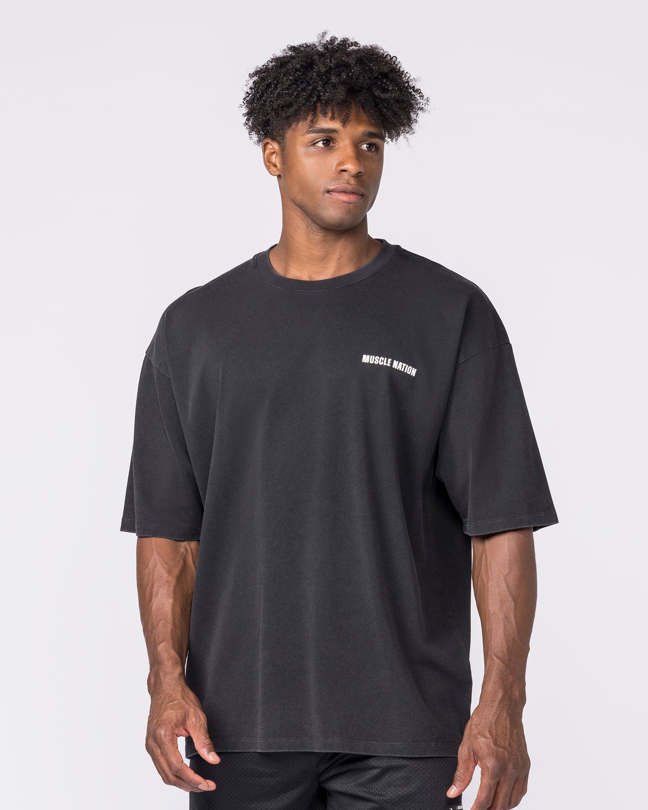 Essential Oversized Vintage Tee - Washed Black-T-Shirts-XS-032646WSHBLK-XS-MNAPPRL49716-3-Muscle Nation