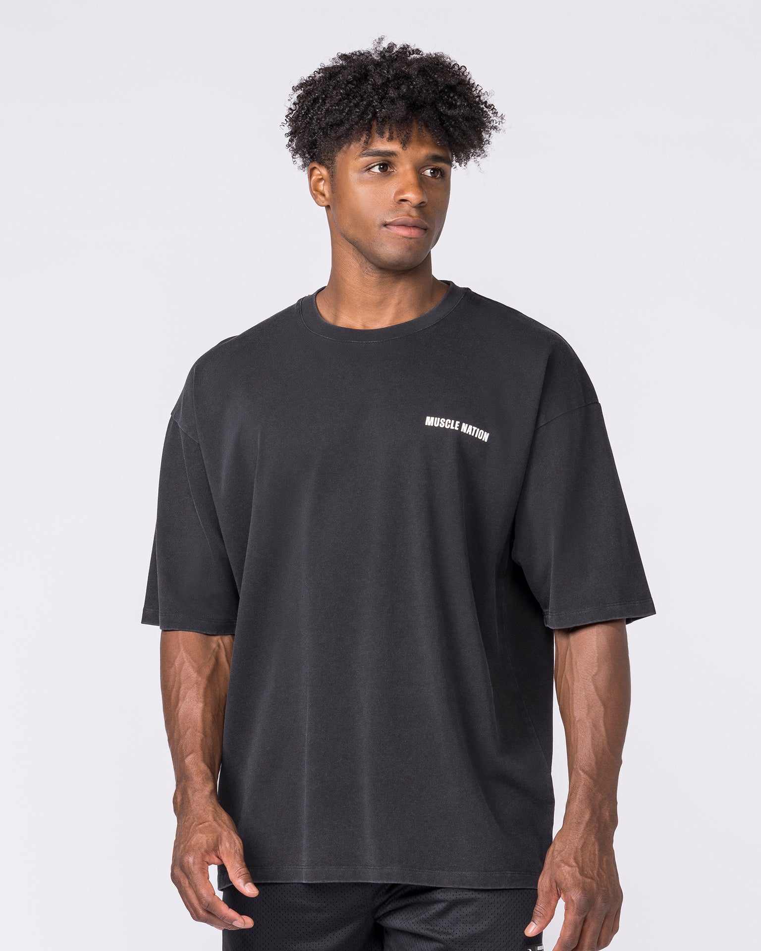 Essential Oversized Vintage Tee - Washed Black-T-Shirts-XS-032646WSHBLK-XS-MNAPPRL49716-3-Muscle Nation
