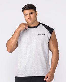 Essential Raglan Boxy Muscle Tank Grey Marl / Black - Muscle Nation men's muscle tank