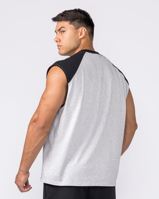 Essential Raglan Boxy Muscle Tank - Grey Marl / Black-Singlets & Tanks-S-042646GRMLBK-S-MNAPPRL50504-2-Muscle Nation