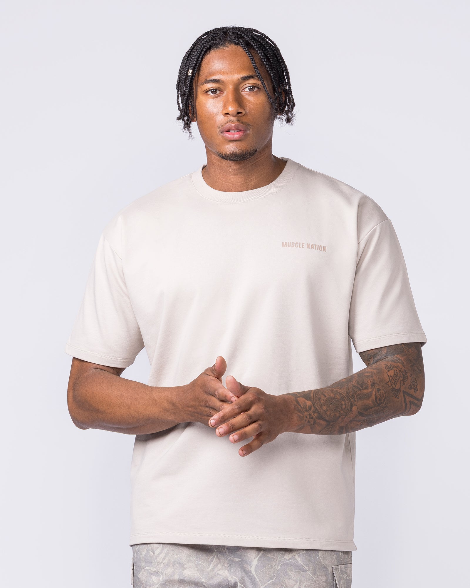Essential Regular Fit Tee - Cream-T-Shirts-S-122507CREAM-S-MNAPPRL48055-1-Muscle Nation