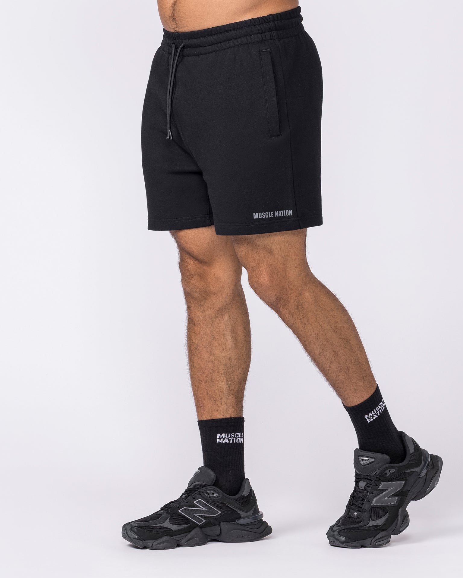 Essential Sweat 5" Shorts - Black-Shorts-S-042643BLK-S-MNAPPRL50476-4-Muscle Nation