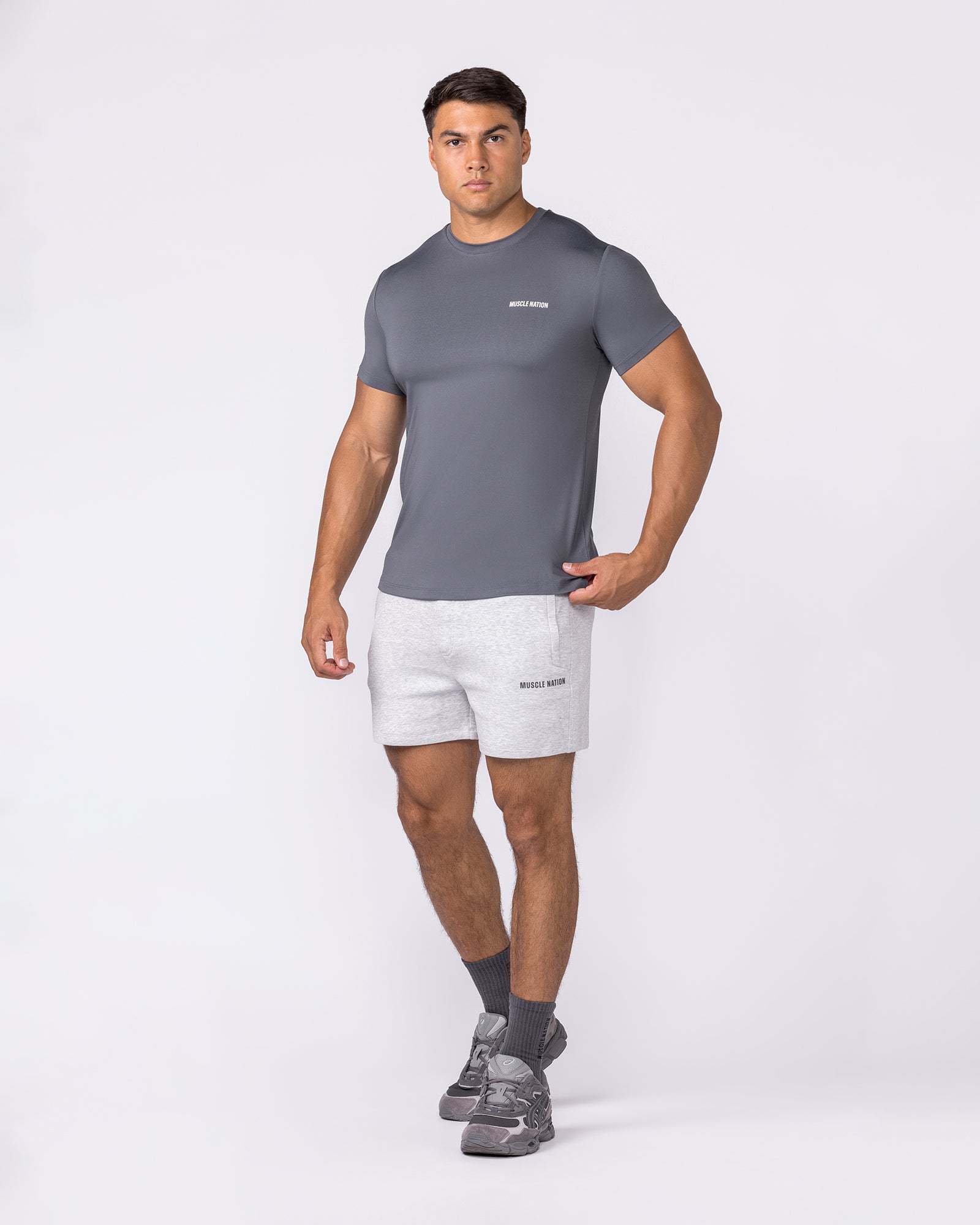 Essential Tech Shorts - Grey Marl-Shorts-S-042642GRYMRL-S-MNAPPRL50469-6-Muscle Nation