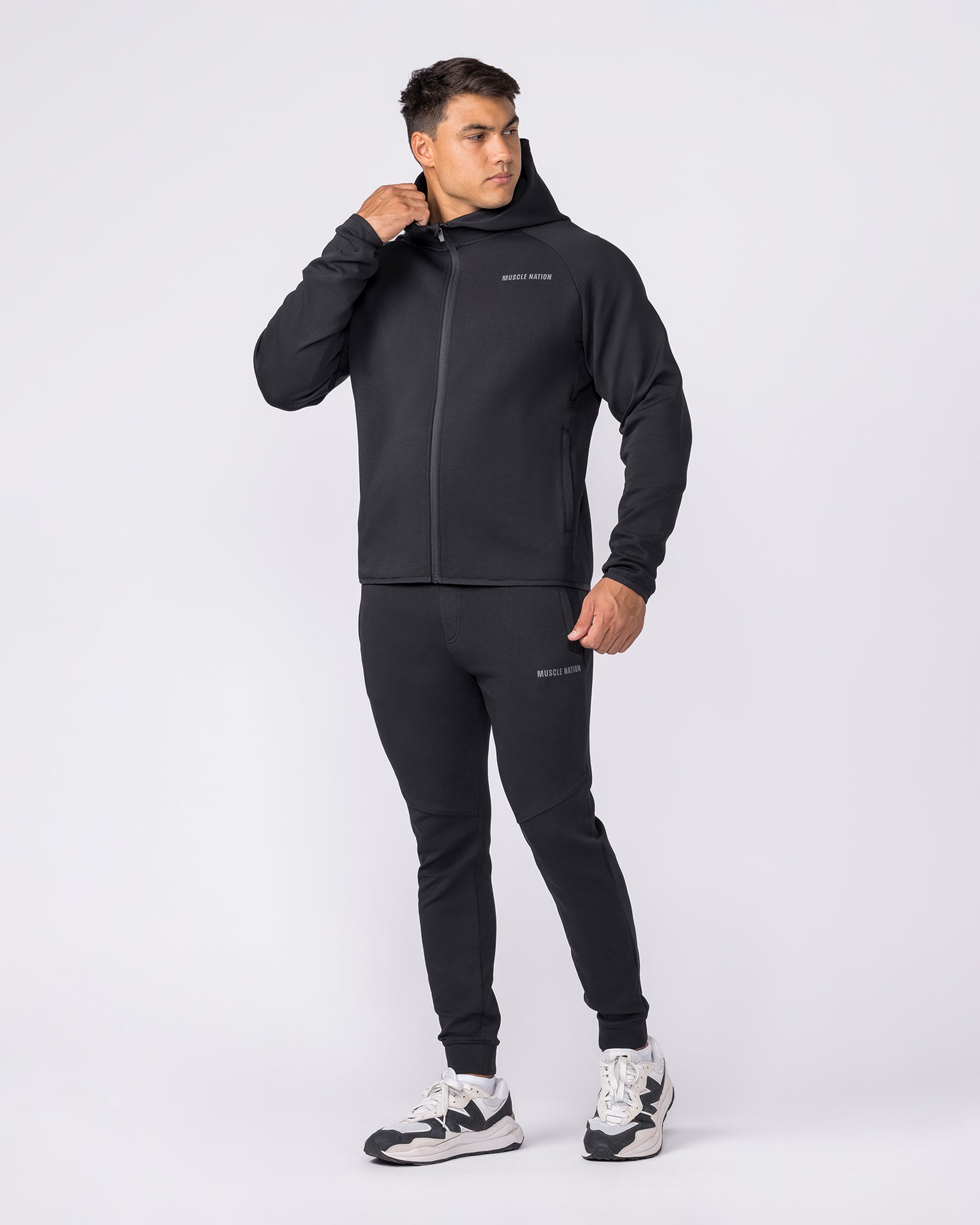 Essential Tech Zip Hoodie - Black-Jumpers & Hoodies-XS-042634BLK-XS-MNAPPRL50349-8-Muscle Nation