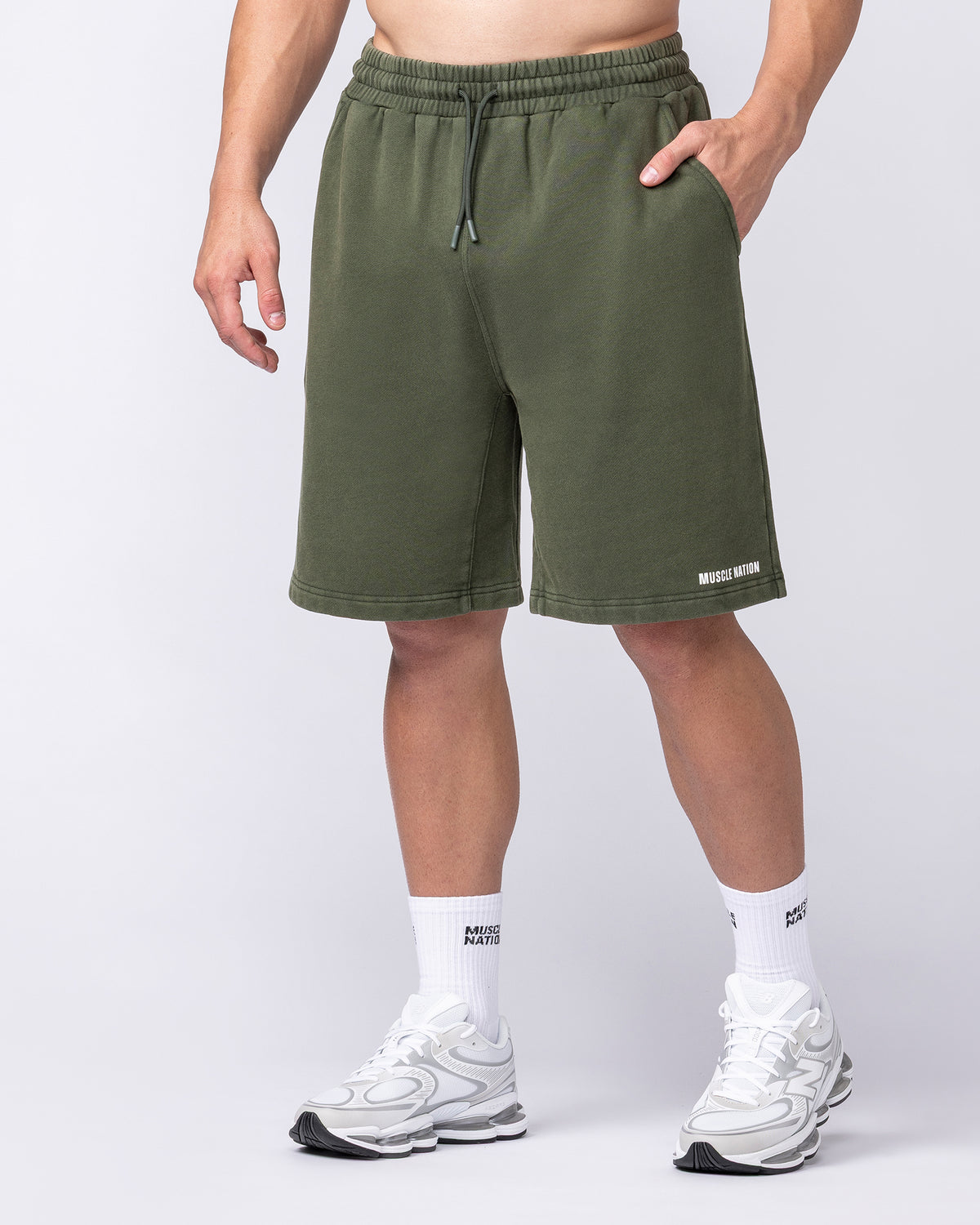 Essential Wide Sweat 9" Shorts - Washed Dark Khaki