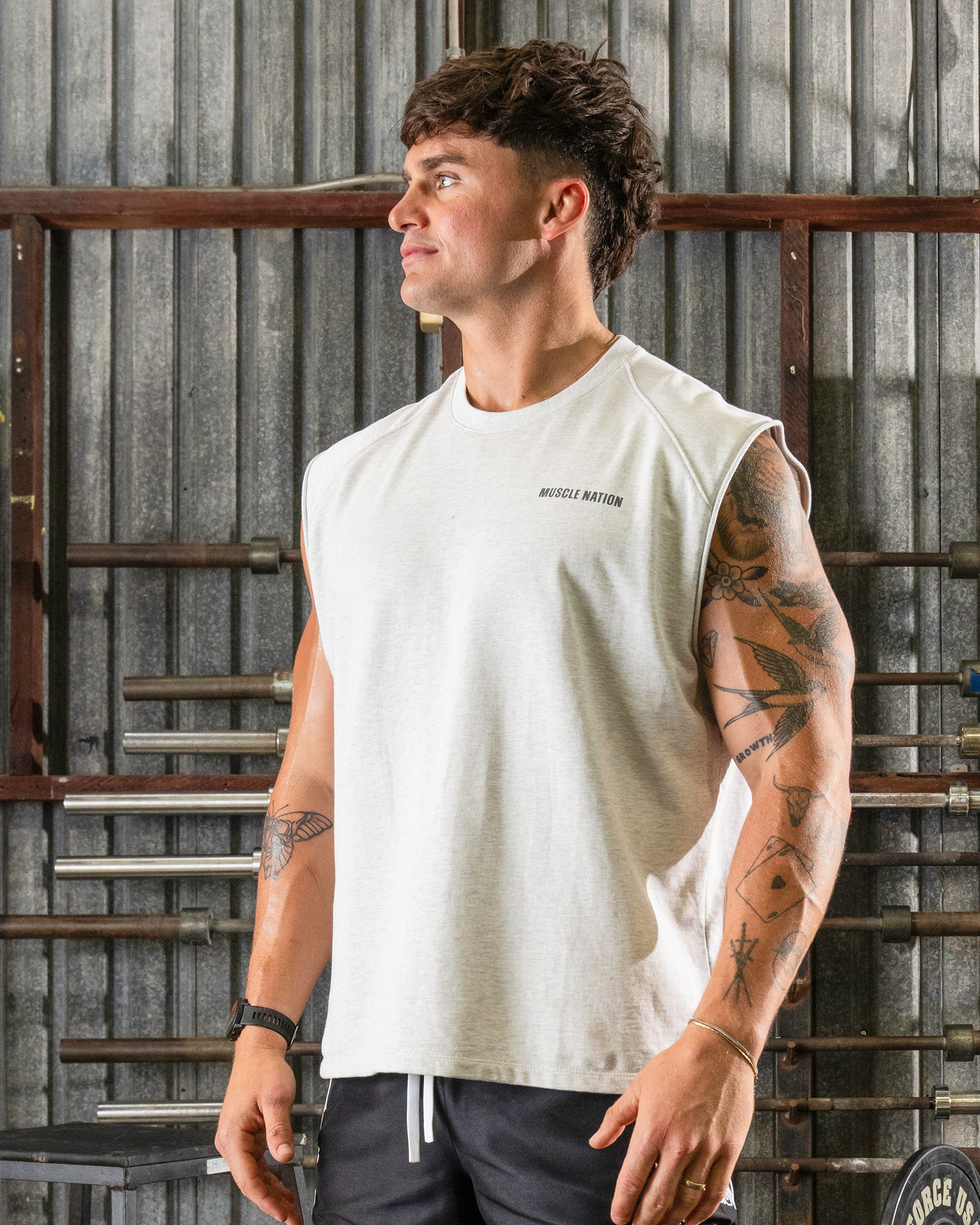 Essential Boxy Muscle Tank - Snow Grey Marl-Singlets & Tanks-S-092524SNGRYMR-S-MNAPPRL44337-1-Muscle Nation