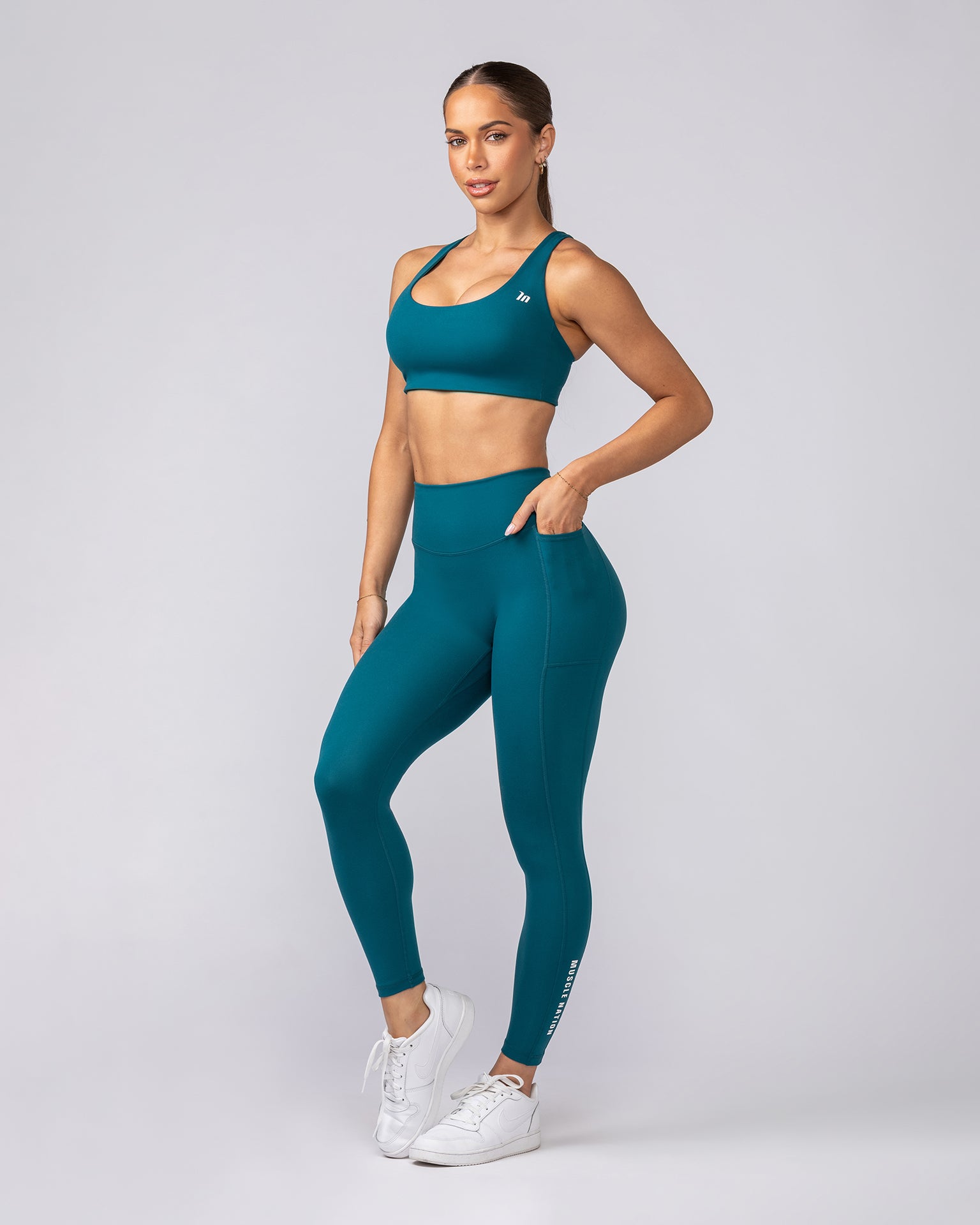Everyday Pocket Ankle Length Leggings - Deep Teal-Leggings-XXS-062506DTEAL-XXS-MNAPPRL43031-6-Muscle Nation