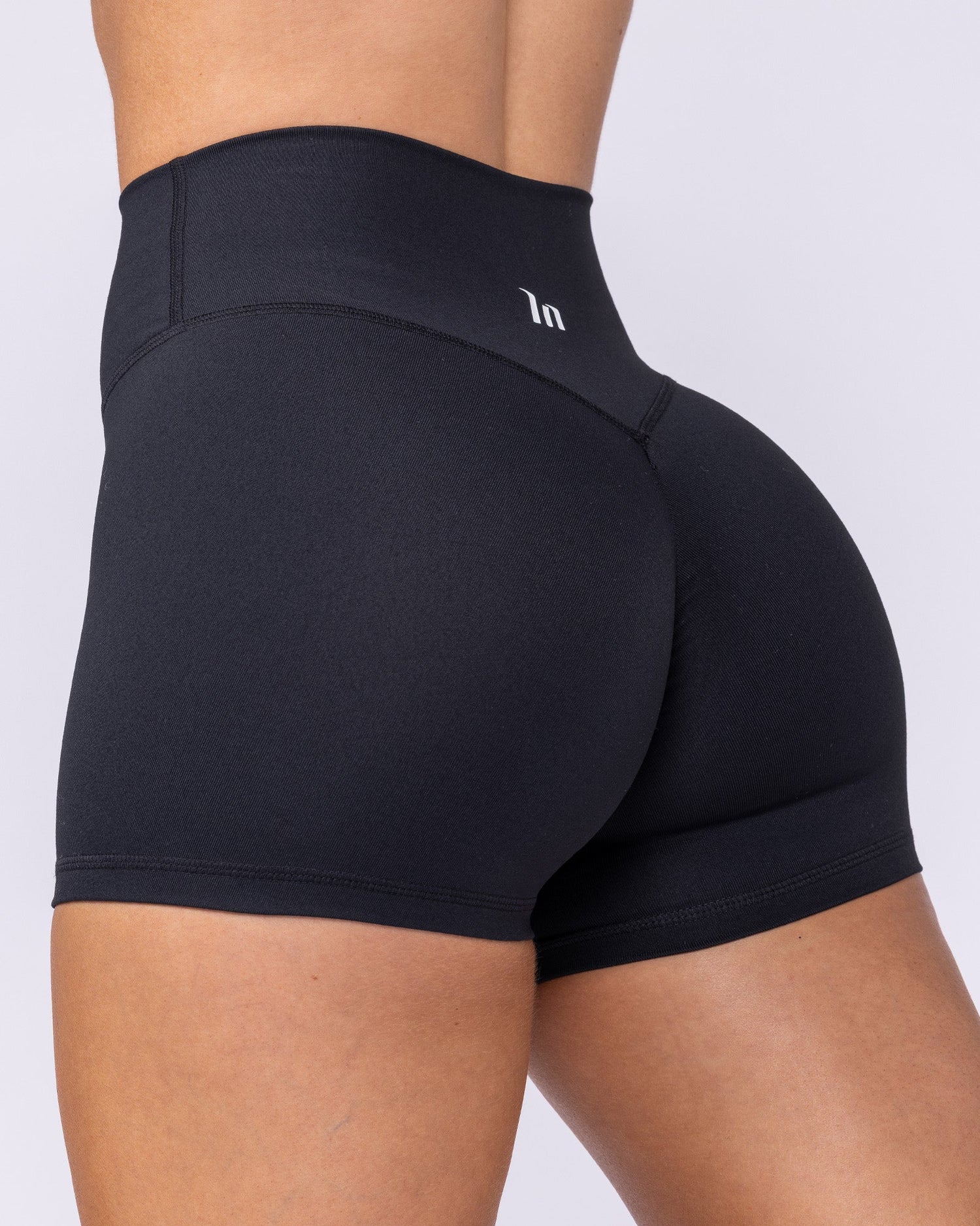 Evolve Signature Booty Shorts Black - Muscle Nation women's gym shorts