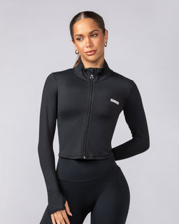 Favourite Cropped Zip Through - Black-Jackets-XXS-062516BLK-XXS-MNAPPRL43154-1-Muscle Nation