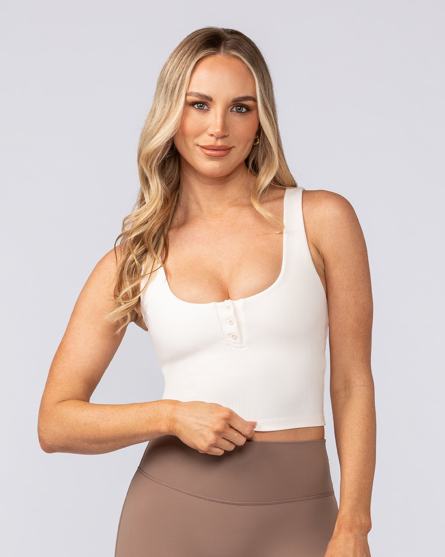 Flirt Bra Tank - Travertine-Singlets & Tanks-XXS-082504TRAV-XXS-MNAPPRL43455-2-Muscle Nation