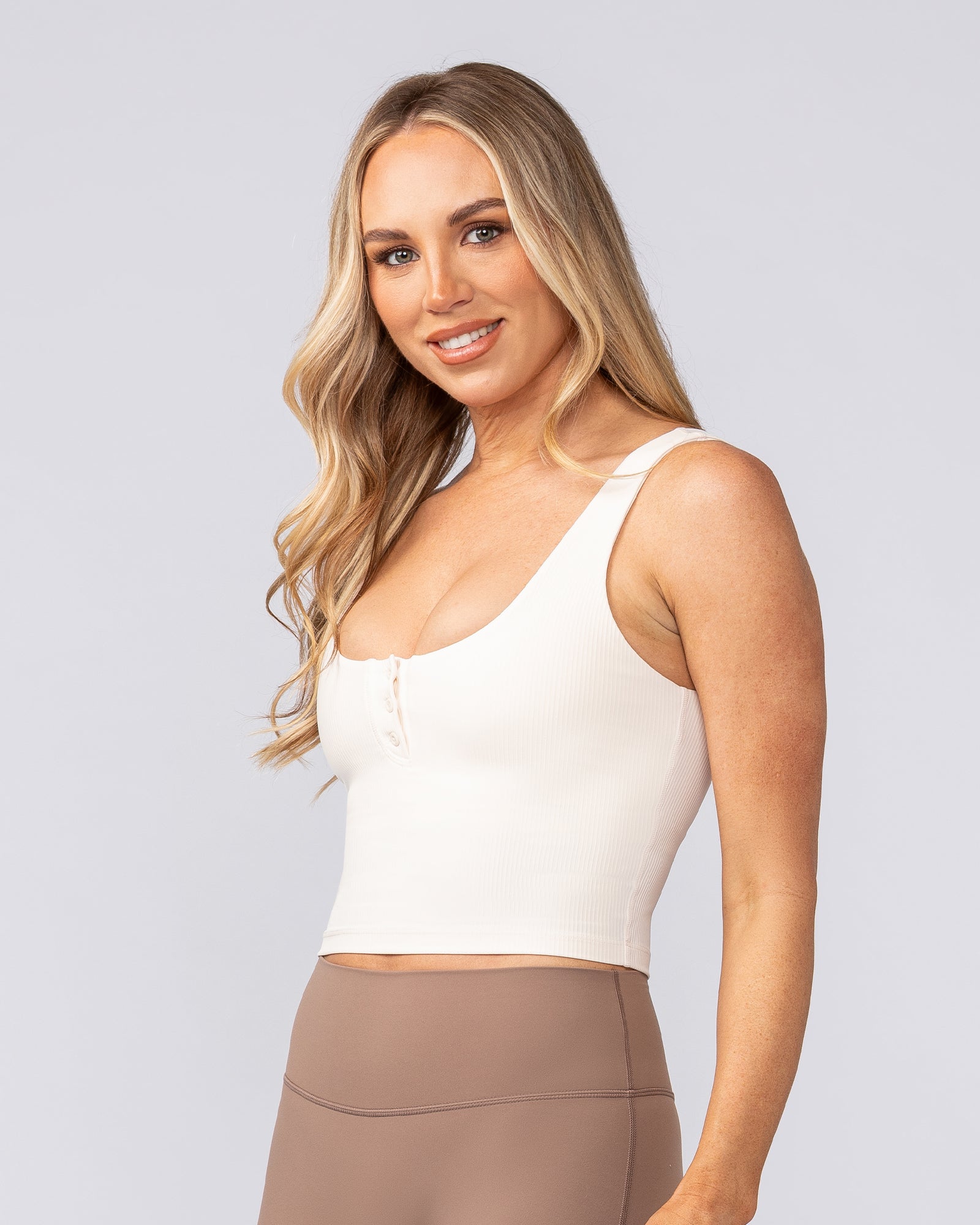 Flirt Bra Tank - Travertine-Singlets & Tanks-XXS-082504TRAV-XXS-MNAPPRL43455-3-Muscle Nation