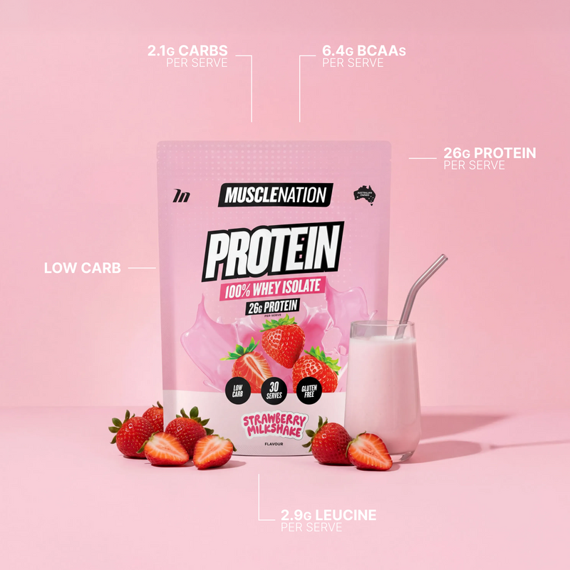 WHEY Protein Isolate - Strawberry Milkshake - 30 serves-Whey Protein Powders-MNSUPPS0321-9359054001343-2-Muscle Nation