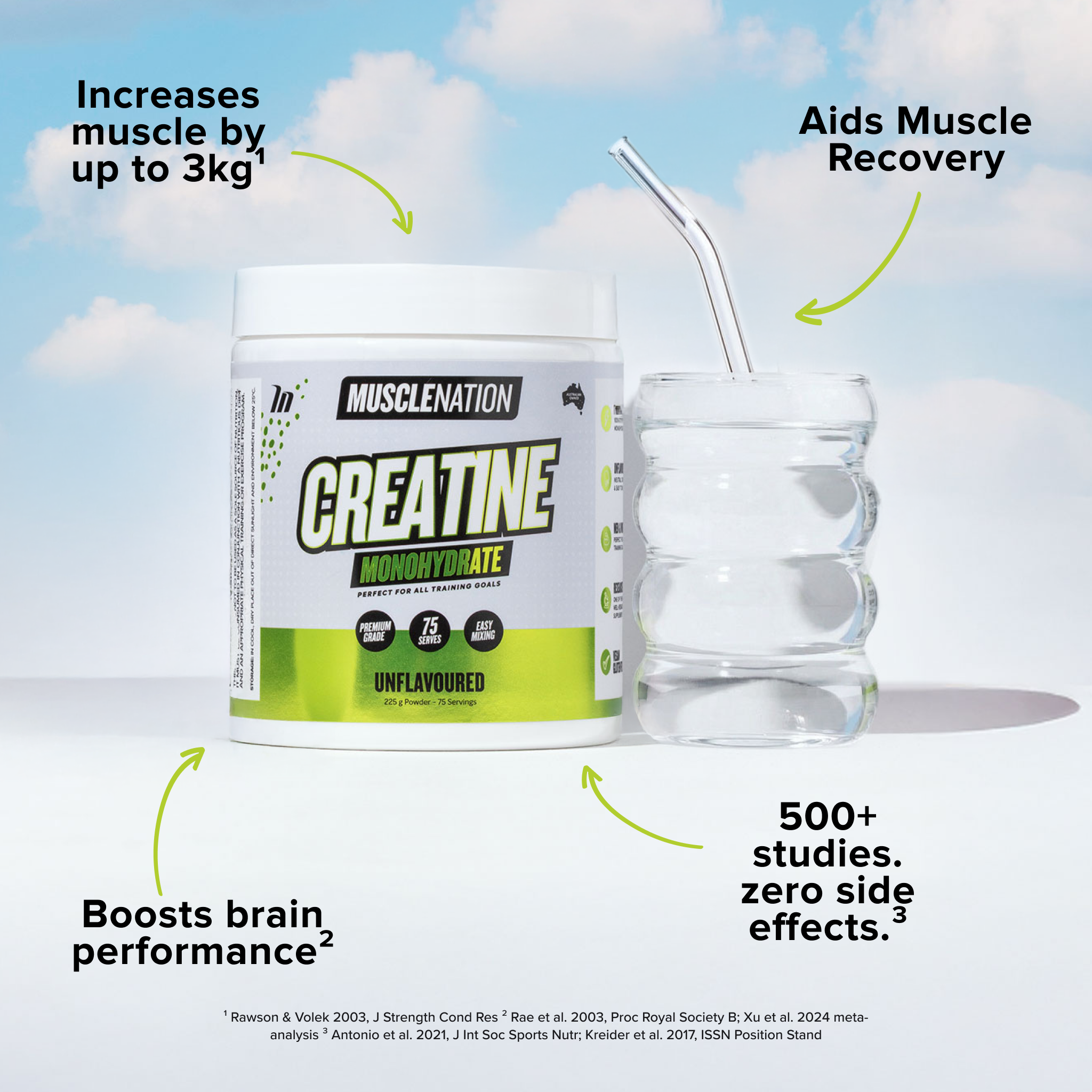 CREATINE MONOHYDRATE - Unflavoured - 75 serves-Creatine-MNSUPPS0305-9359054000971-3-Muscle Nation