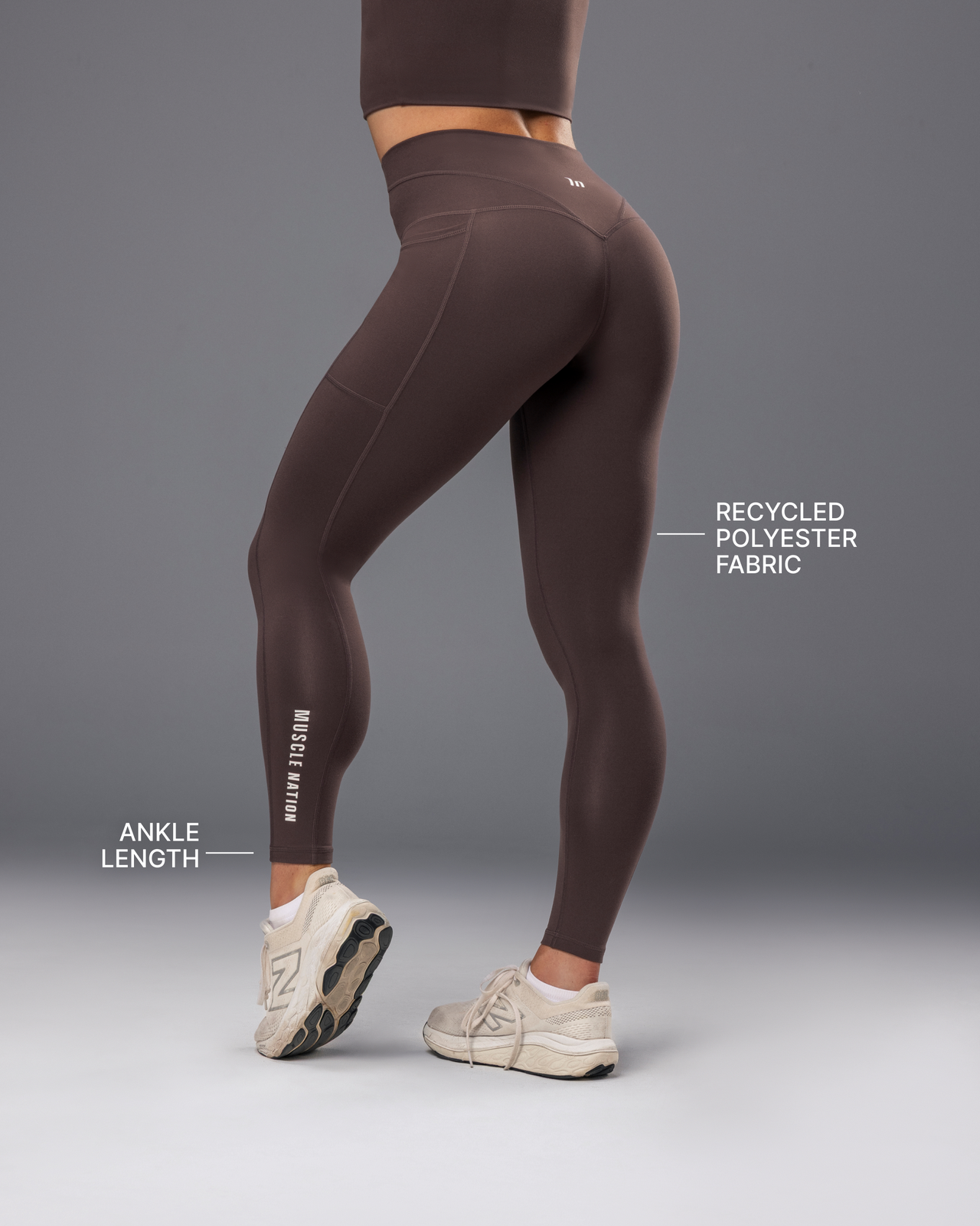 Unrivalled Everyday Pocket Ankle Leggings - Cola-Leggings-XXS-022611COLA-XXS-MNAPPRL48506-4-Muscle Nation