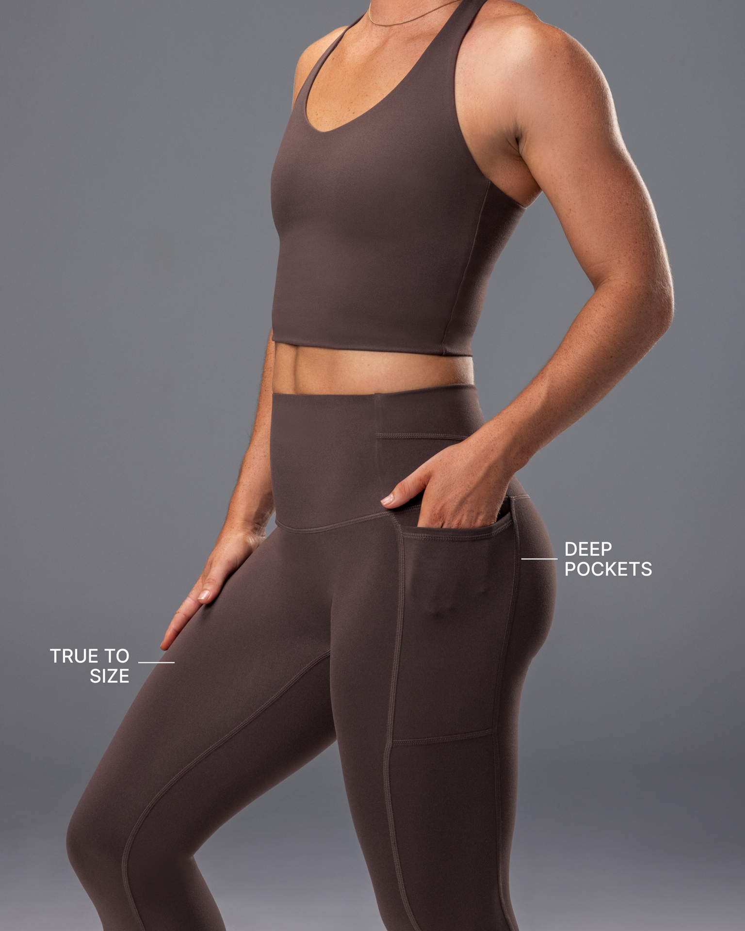 Unrivalled Everyday Pocket Ankle Leggings - Cola-Leggings-XXS-022611COLA-XXS-MNAPPRL48506-2-Muscle Nation