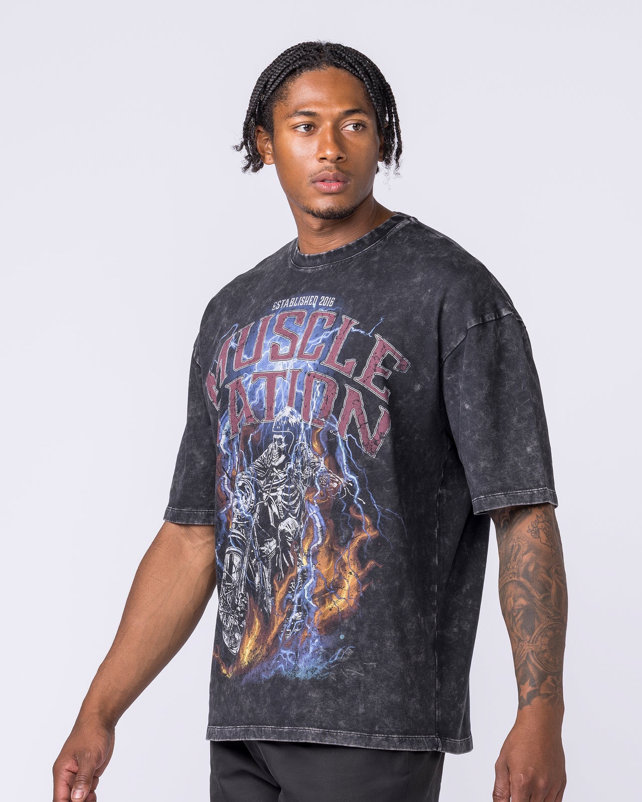 Full Throttle Oversized Vintage Tee - Washed Black-T-Shirts-XS-122504WSHBLK-XS-MNAPPRL48070-4-Muscle Nation