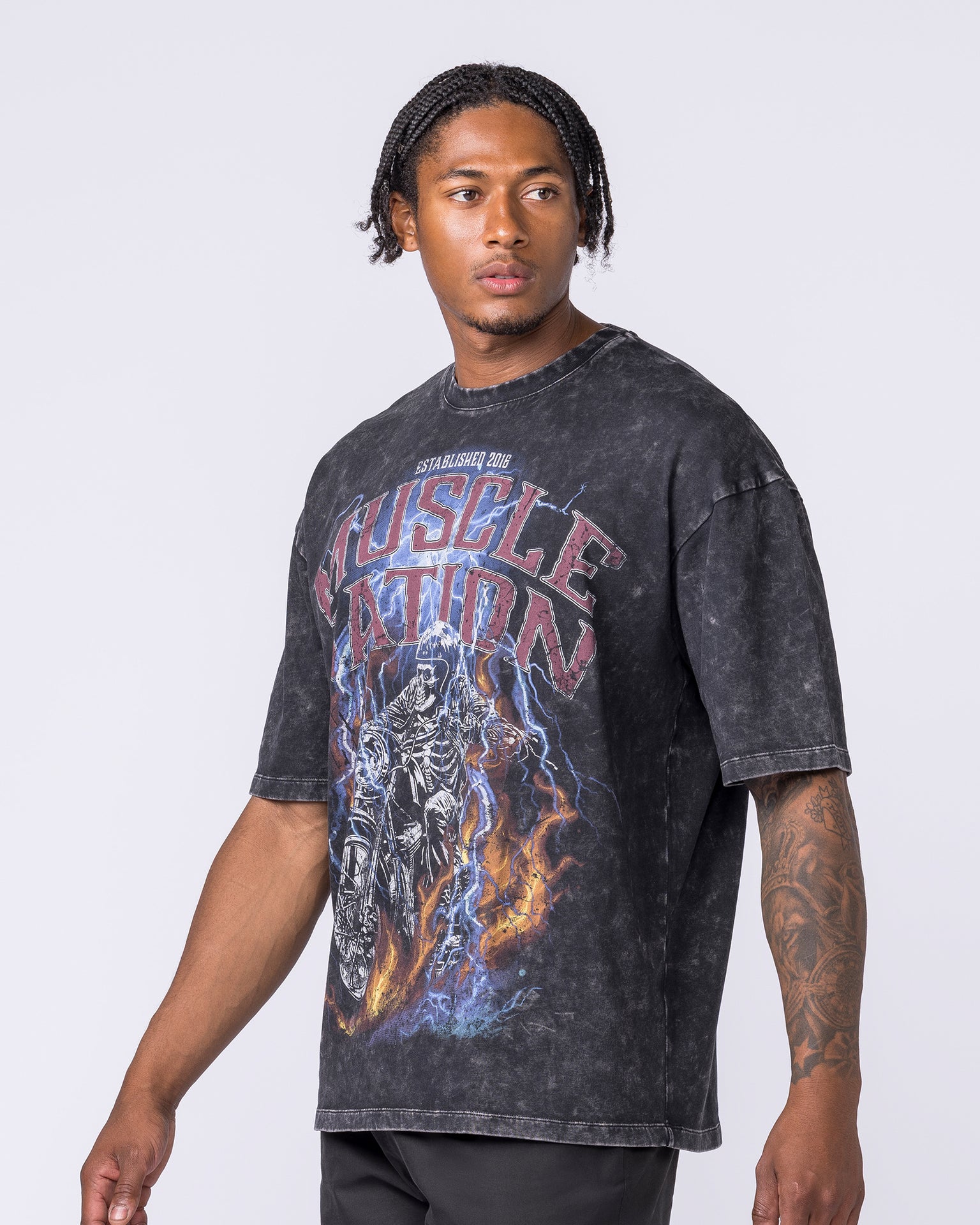 Full Throttle Oversized Vintage Tee - Washed Black-T-Shirts-XS-122504WSHBLK-XS-MNAPPRL48070-4-Muscle Nation