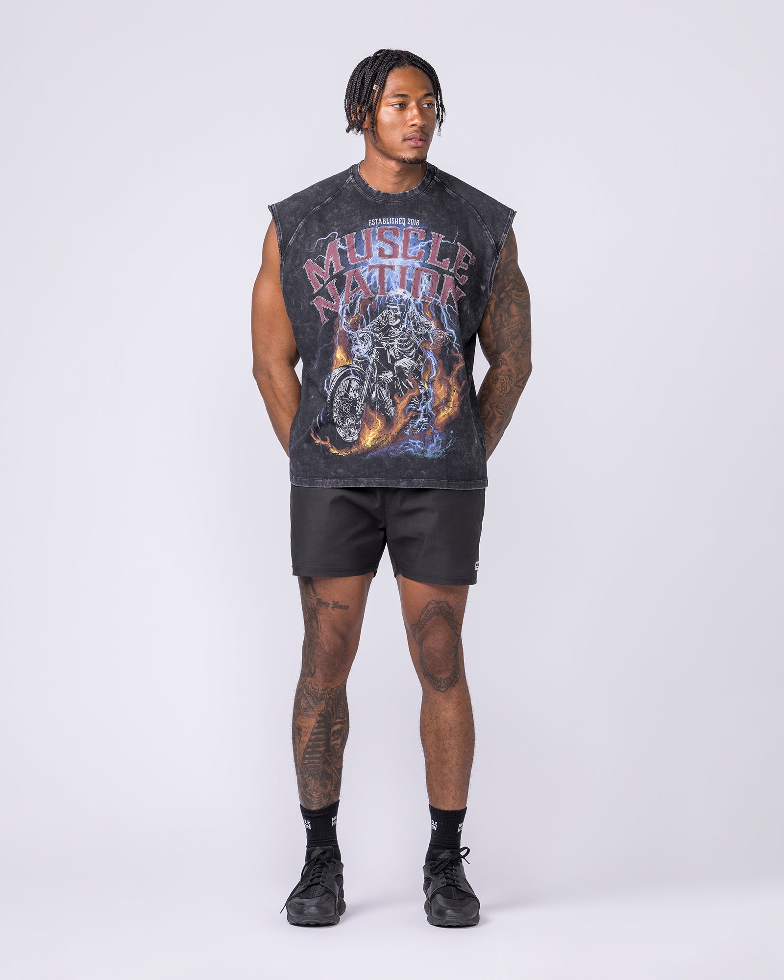 Full Throttle Vintage Boxy Muscle Tank - Washed Black-Singlets & Tanks-S-122505WSHBLK-S-MNAPPRL48078-6-Muscle Nation