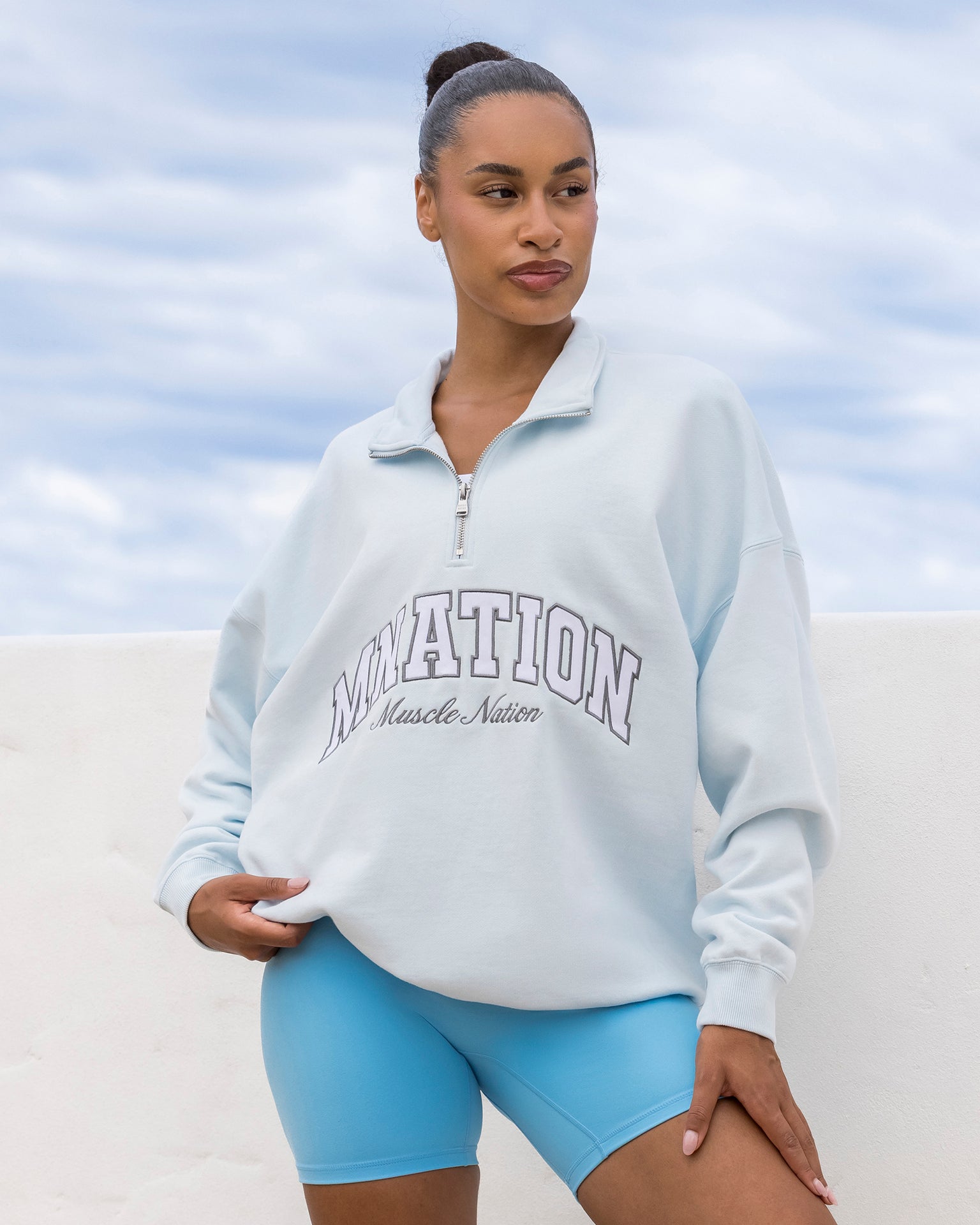 Academy Quarter Zip - Bluebell-Jumpers & Hoodies-XXS-042619BLBL-XXS-MNAPPRL50250-1-Muscle Nation