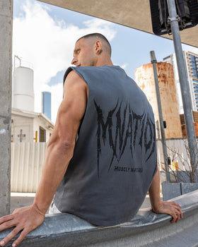 Division Boxy Muscle Tank - Washed Dark Tornado - Muscle Nation Tank Tops