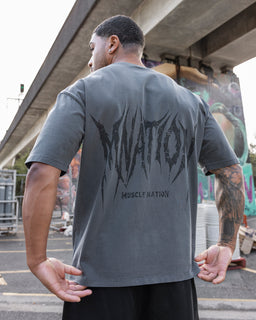 Division Oversized Tee - Washed Dark Tornado