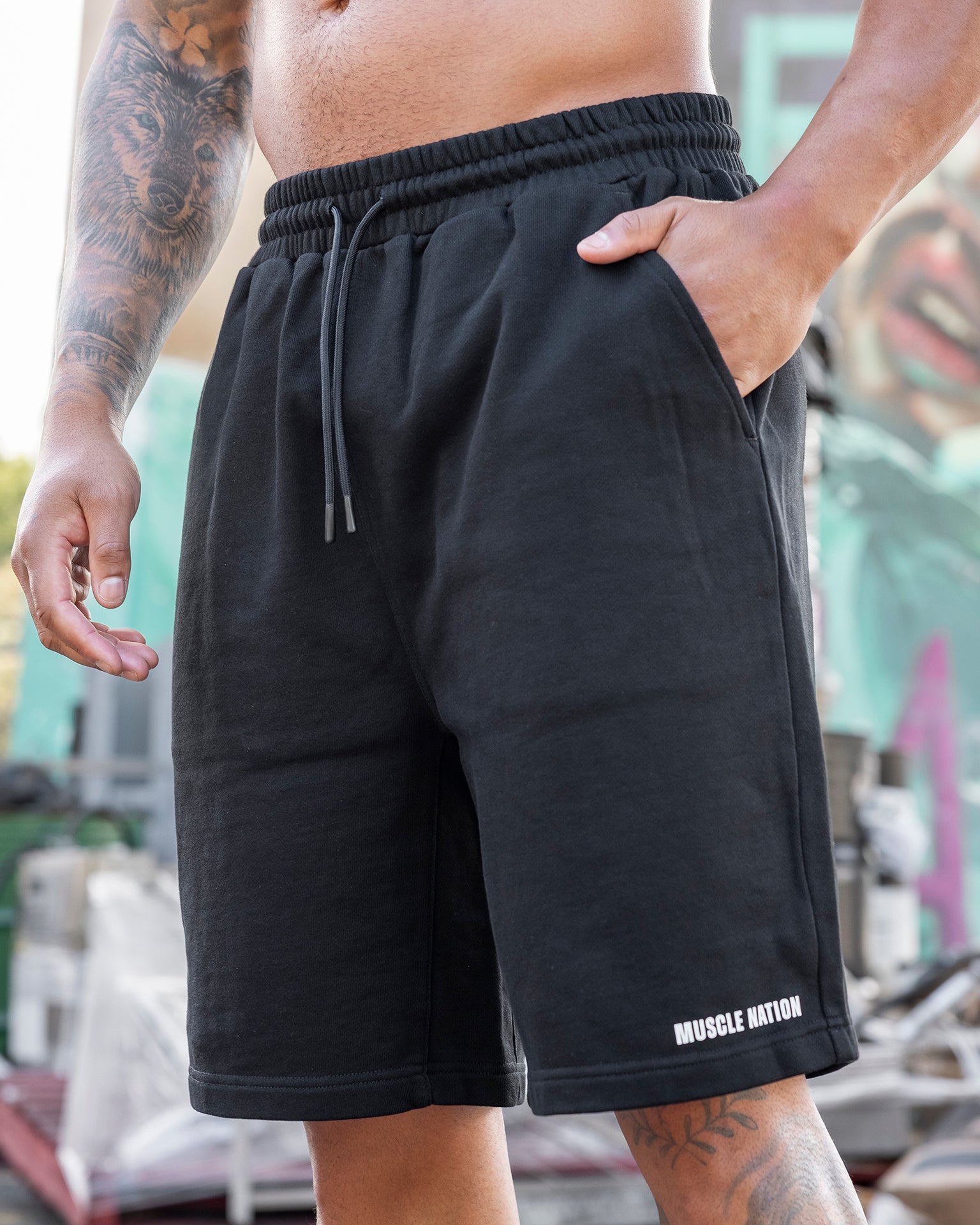 Essential Wide Sweat 9" Shorts - Black