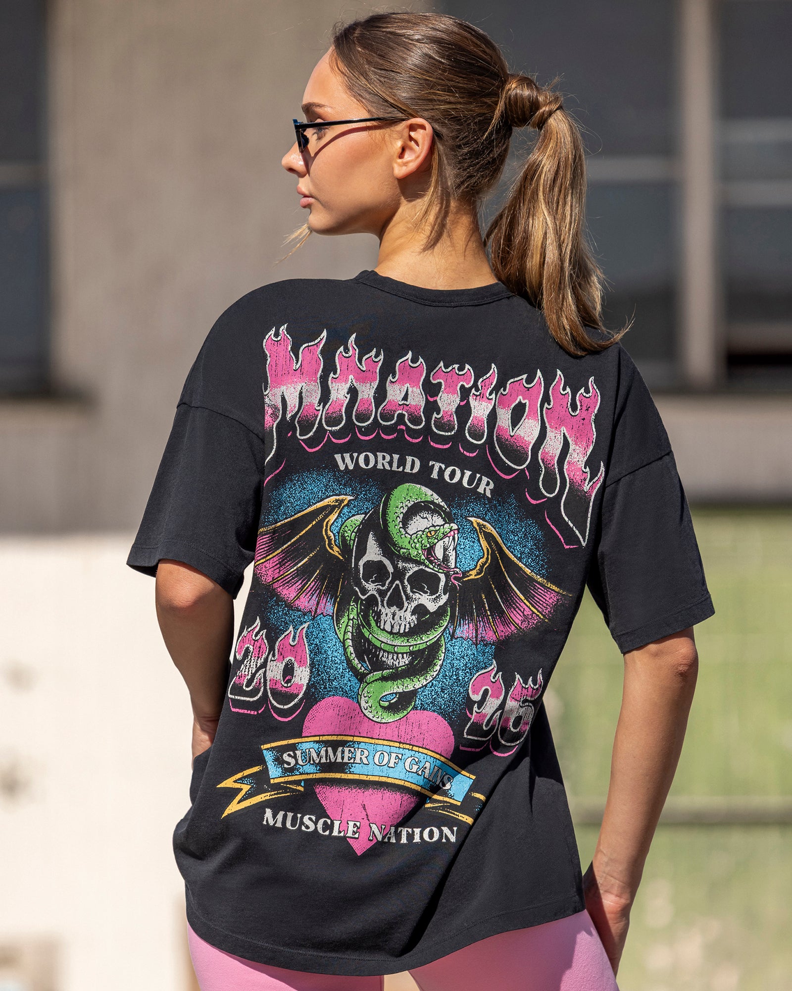 On Tour Oversized Tee - Washed Black