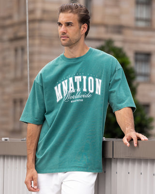 Worldclass Oversized Vintage Tee - Washed Leaf-T-Shirts-XS-032634WLEAF-XS-MNAPPRL49597-1-Muscle Nation