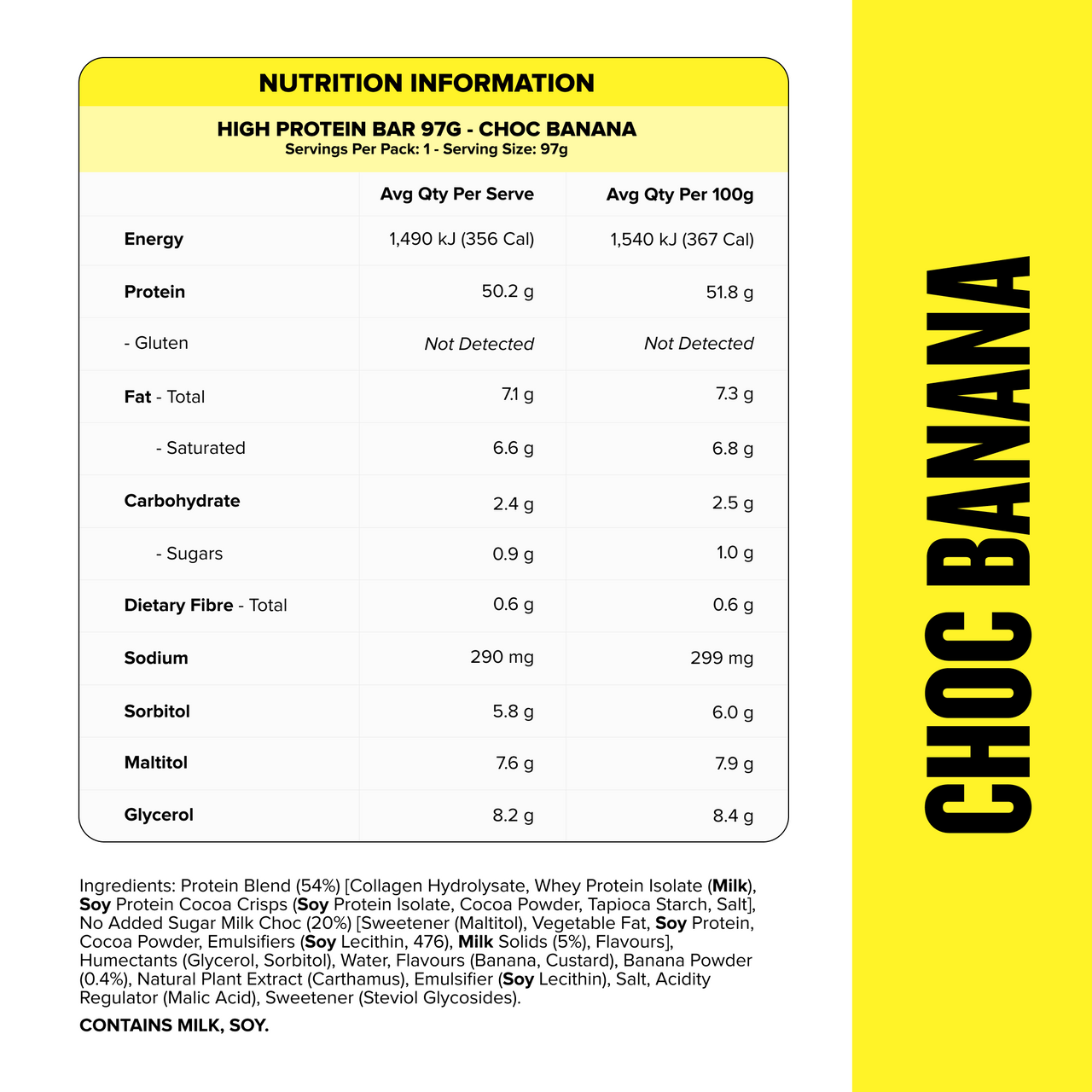 HIGH 50g PROTEIN BAR - Choc Banana - Box of 12
